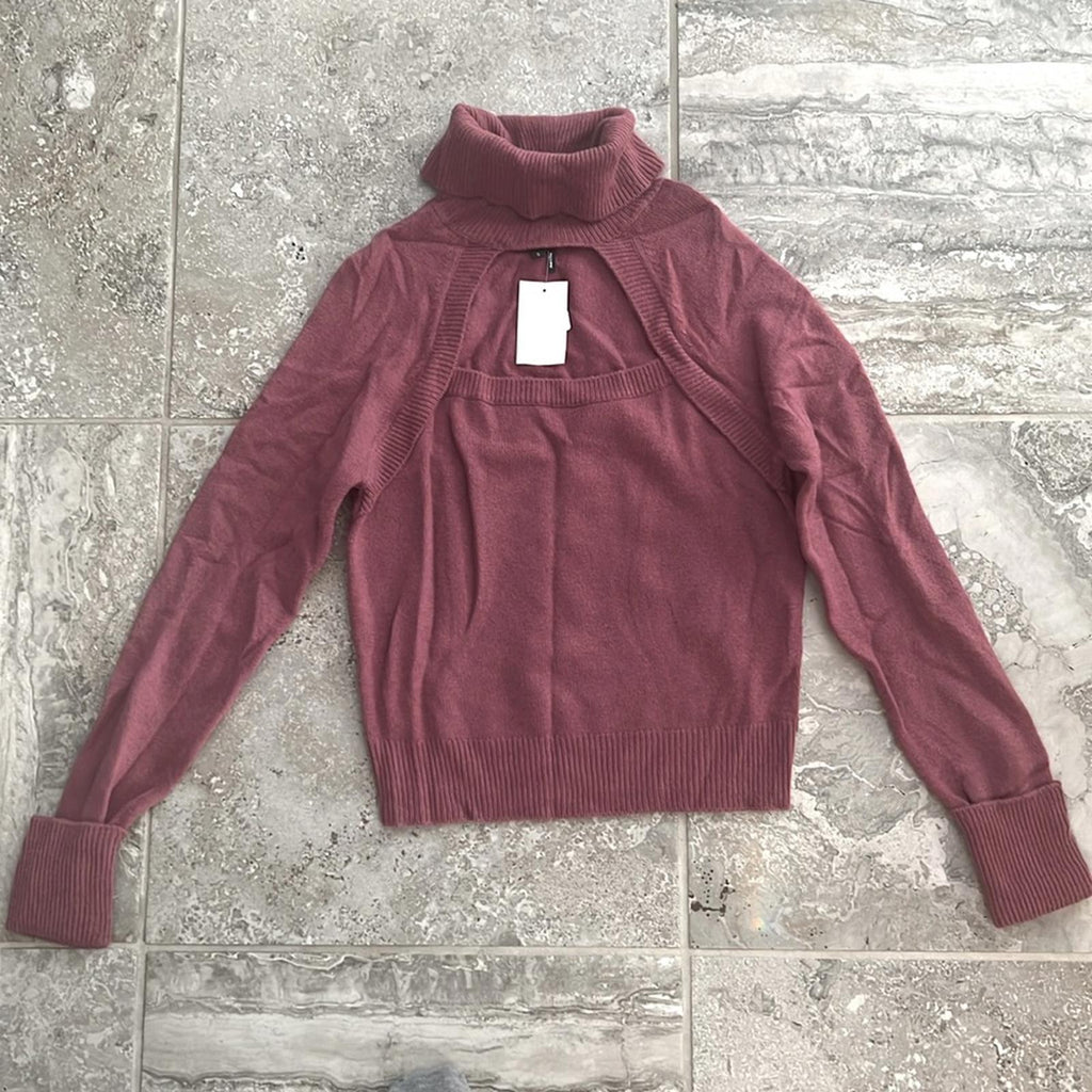 Paige x Revolve Cherise Cut-Out Rollneck Sweater Raspberry Size S NEW w/Tag $249