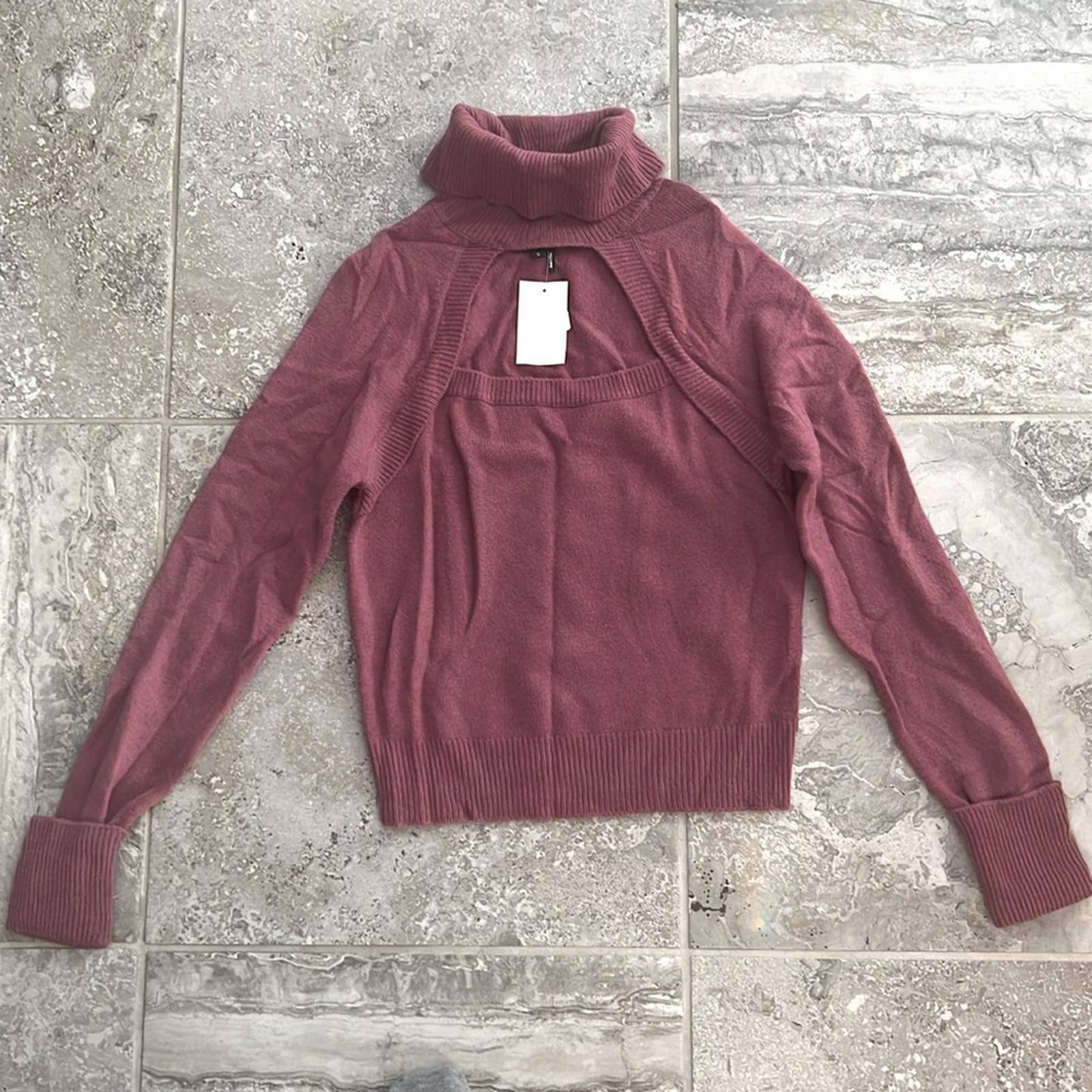 Paige x Revolve Cherise Cut-Out Rollneck Sweater Raspberry Size S NEW w/Tag $249