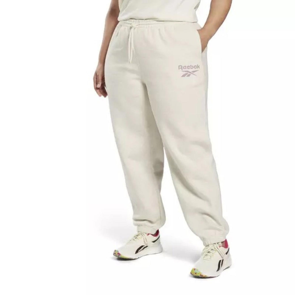 Reebok Identity Logo Fleece Joggers, White Heather Plus Size 1X, New w/Tag