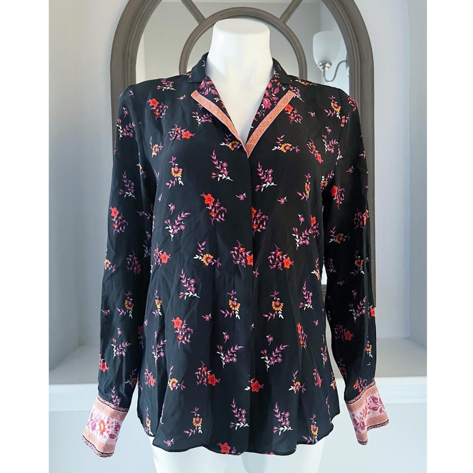 New Kobi Halperin Neo Silk Contrast Print Blouse, Size S New w/Tag $478