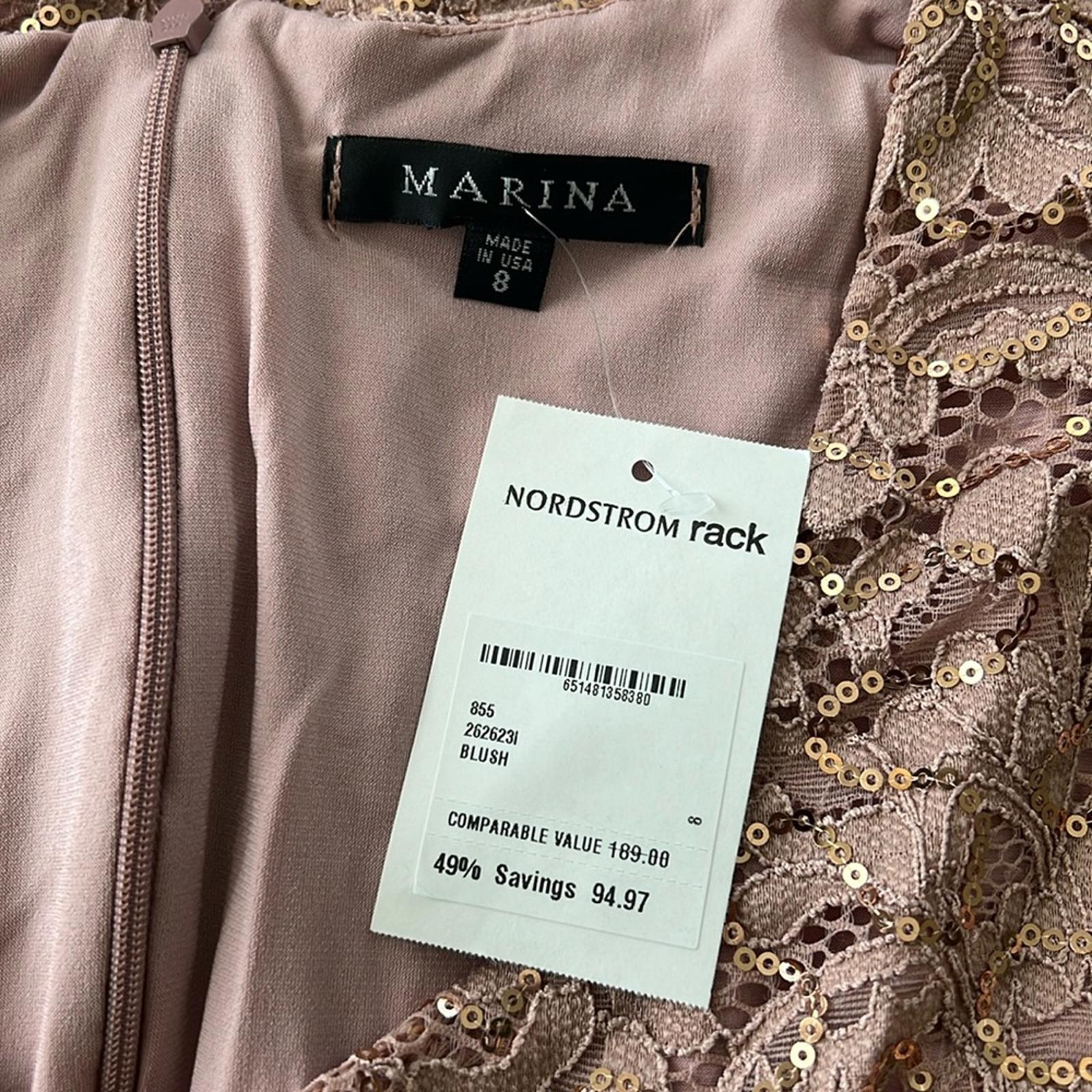 Marina Lace & Sequined Cocktail Dress in Blush Pink, Size 8 New w/Tag $189