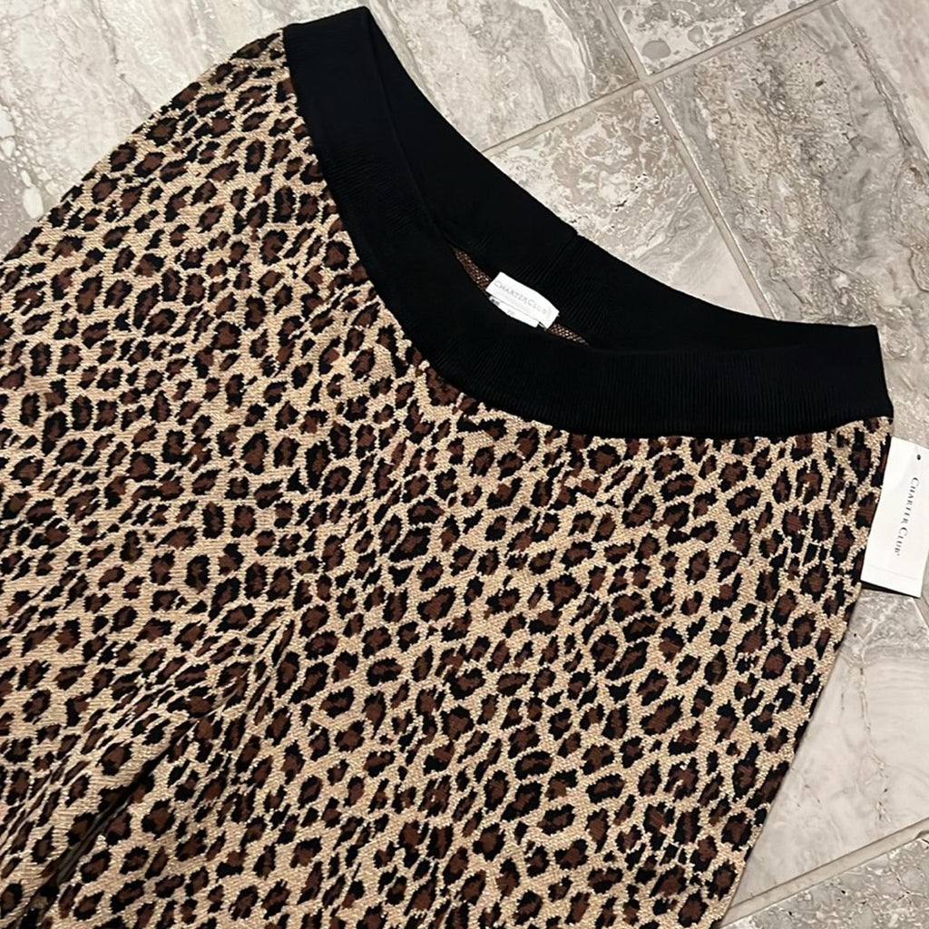 Charter Club Mid-Rise Sweater Elastic Waist Animal Print Pants, Size XXL NEW