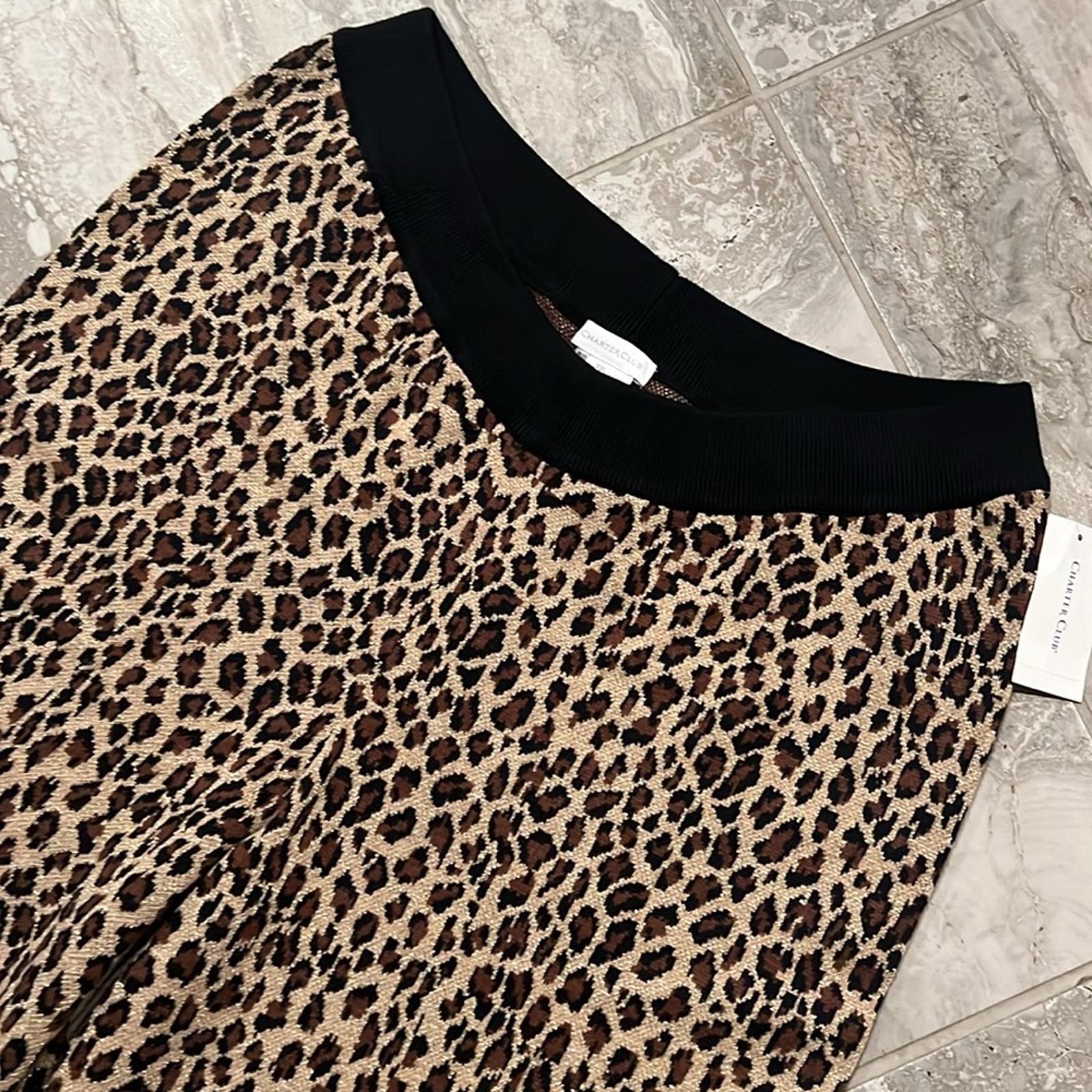Charter Club Mid-Rise Sweater Elastic Waist Animal Print Pants, Size XXL NEW