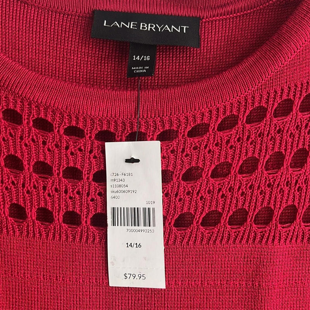 Lane Bryant Red A-Line Dress with 3/4 Sleeves, NWT, Size 14/16