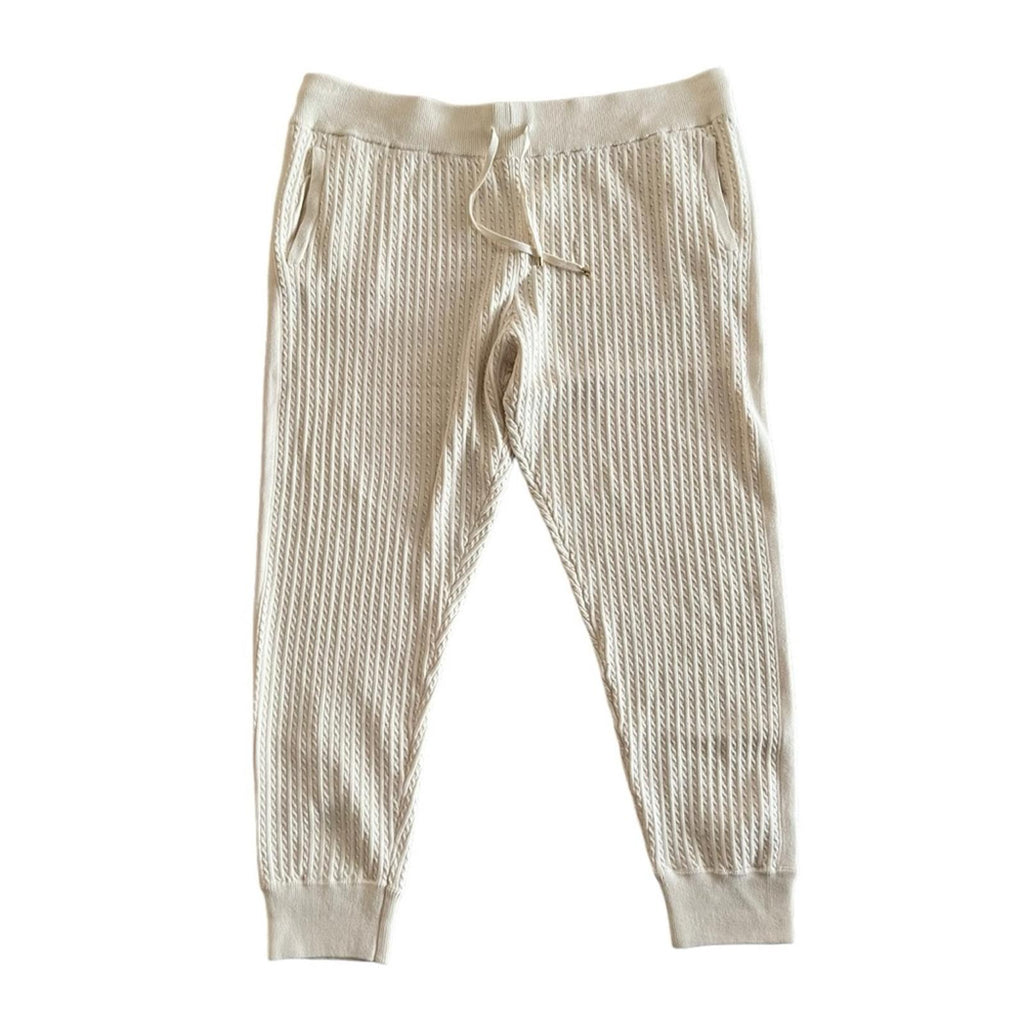 Lauren Ralph Lauren Cable-knit Jogger Pants Plus Size XXL, Winter Cream NWT $145