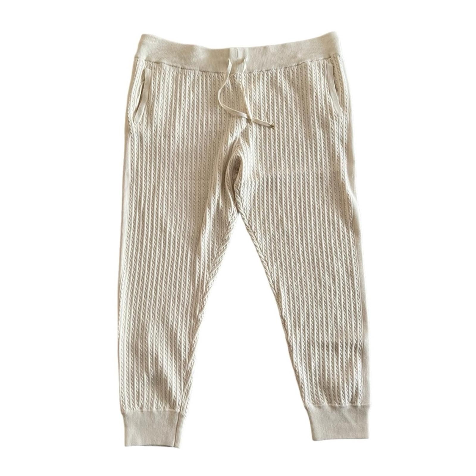 Lauren Ralph Lauren Cable-knit Jogger Pants Plus Size XXL, Winter Cream NWT $145