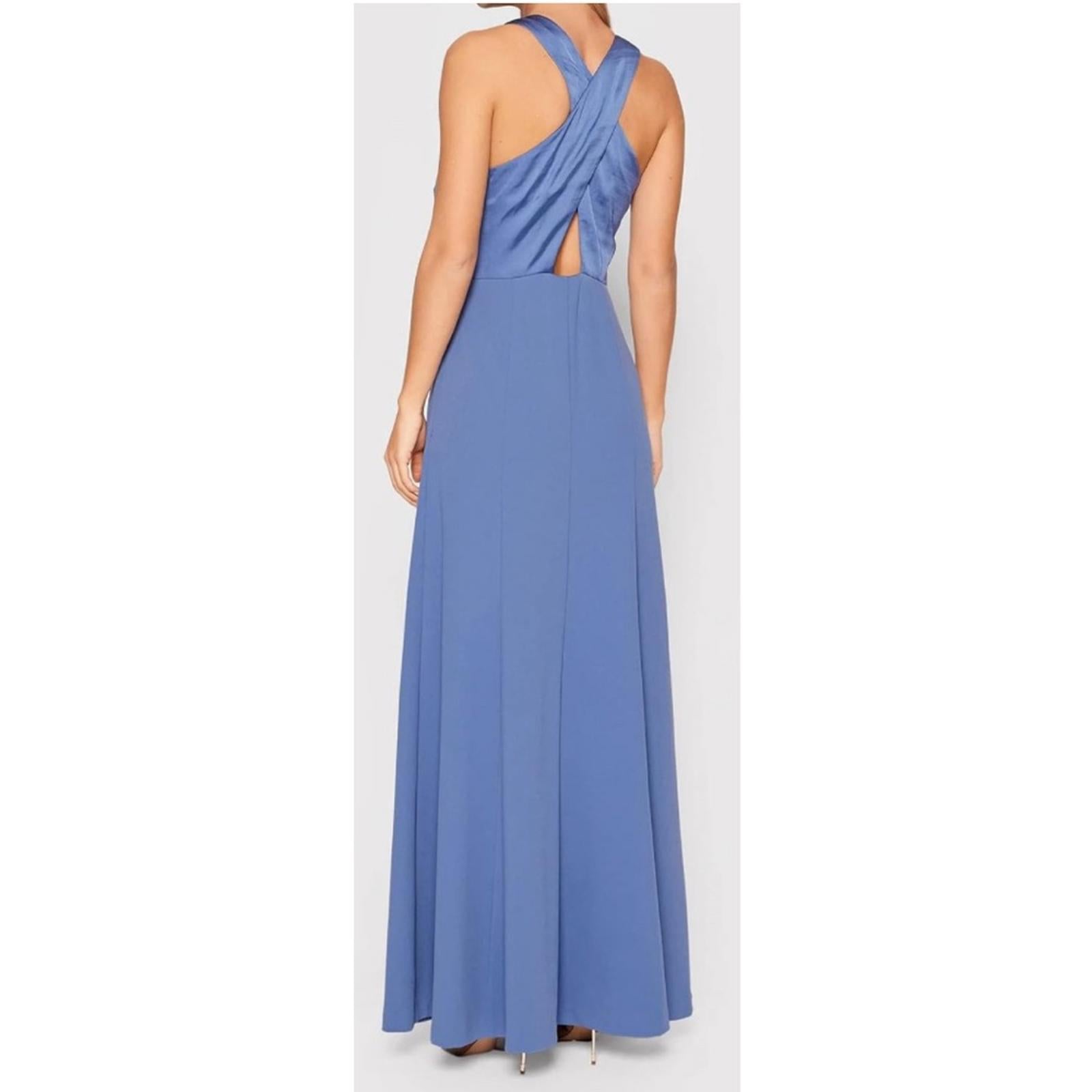 New DKNY Cross-Back Scuba Crepe Jewel Neck Evening Gown, Size 8 New w/Tag