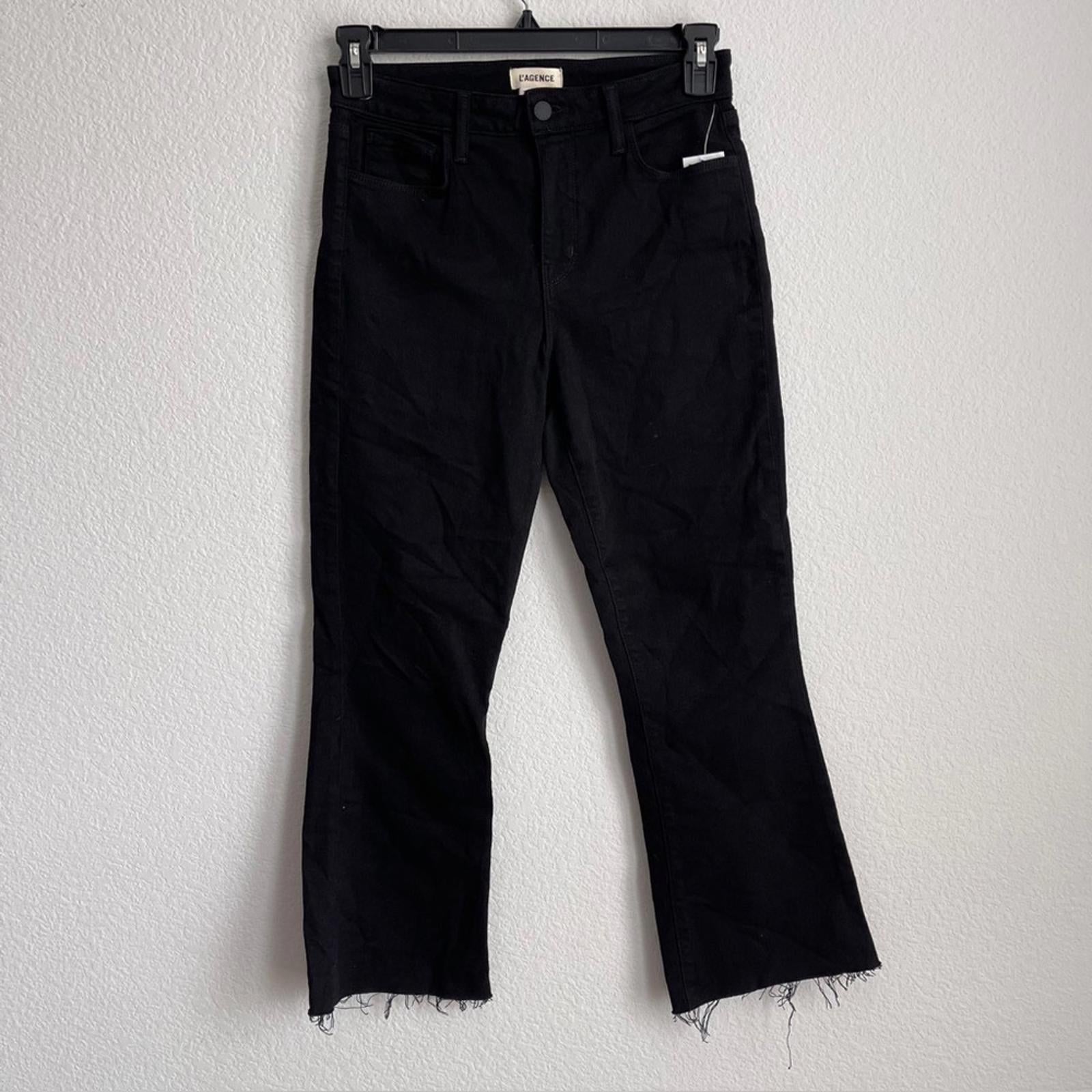 L’Agence Kendra High Rise Crop Flare Jeans in Black, Size 28 NWT Online for $275