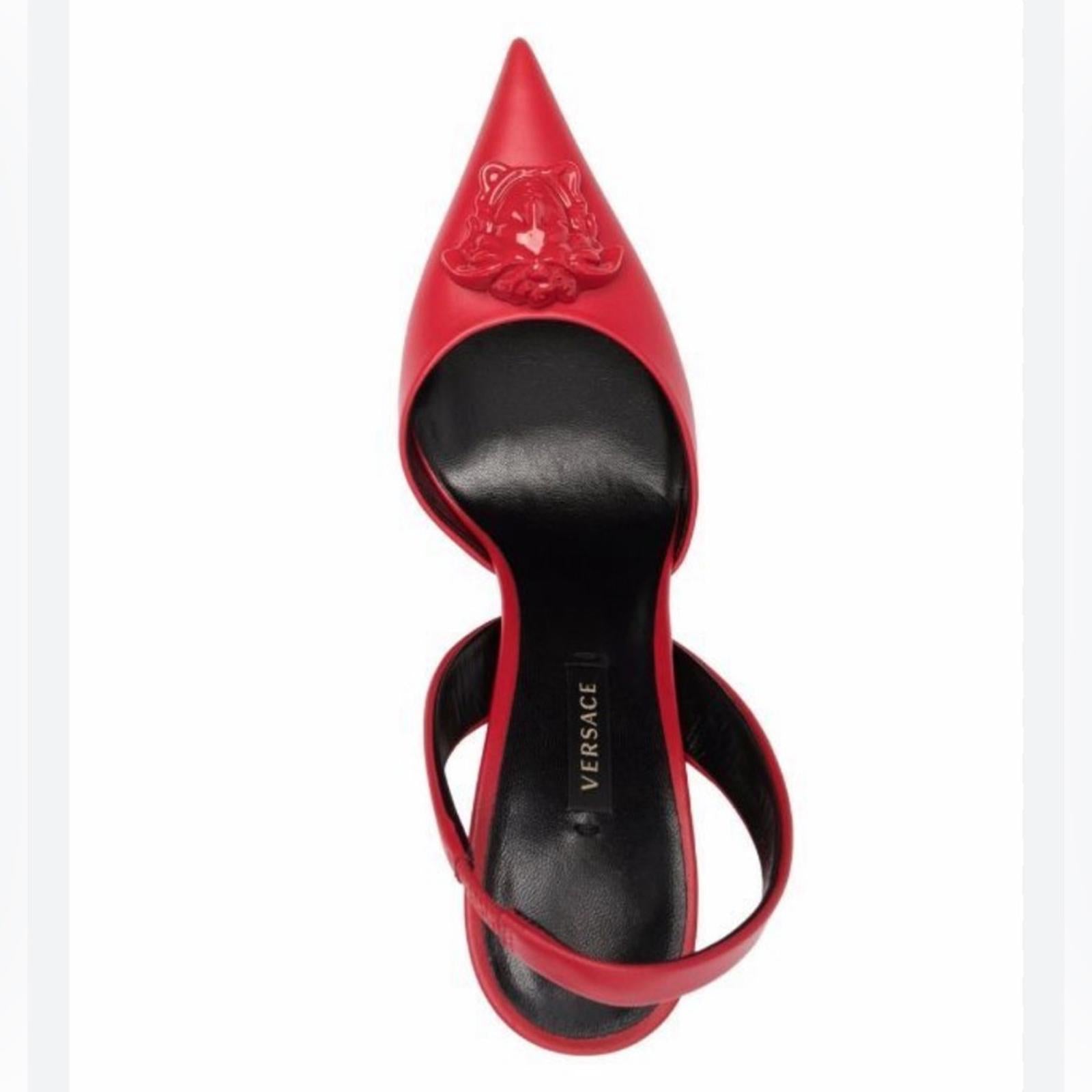 NEW Versace La Medusa Slingback Pump in Red, Size 36.5 New in Box