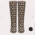 Valentino Garavani Toile Iconographe V-Logo Knee-High Boots, Size 37 +Box NEW