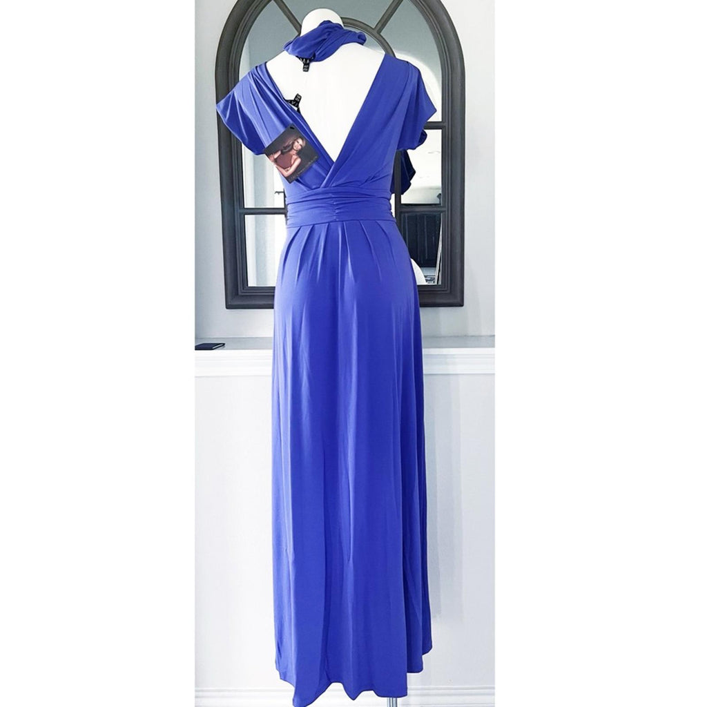 IMAN Maxi Dress w/Matching Headband Purple, Tall Size XS New w/Tag in Packaging
