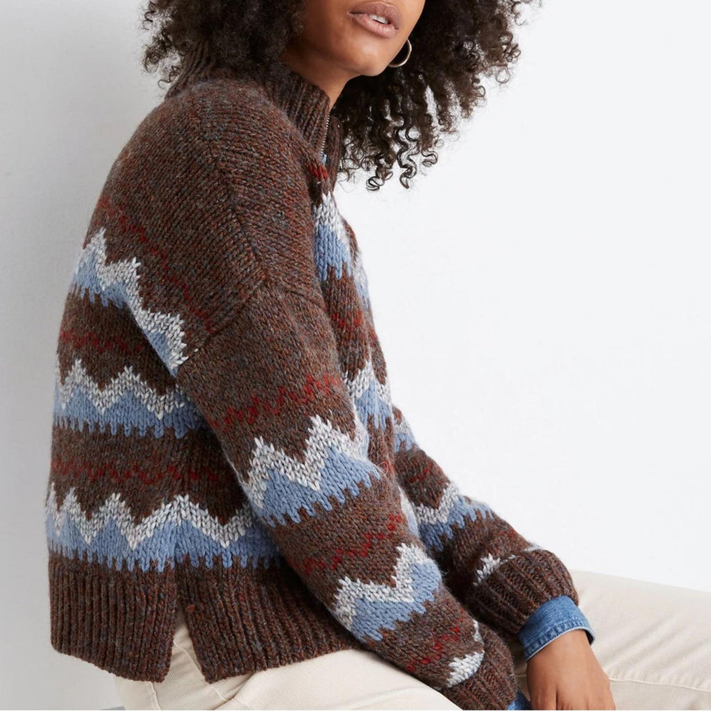 Madewell Stowe Fair Isle Half-Zip Sweater, Size XL New w/Tag