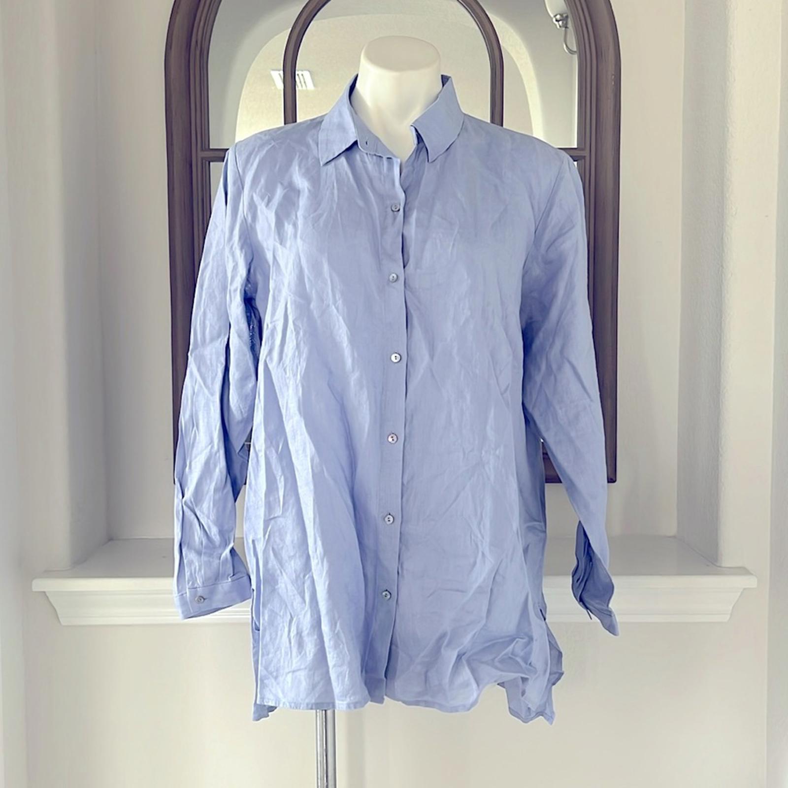 Eileen Fisher Handkerchief Linen Classic Collar Shirt, Size L New w/Tag SOLD OUT
