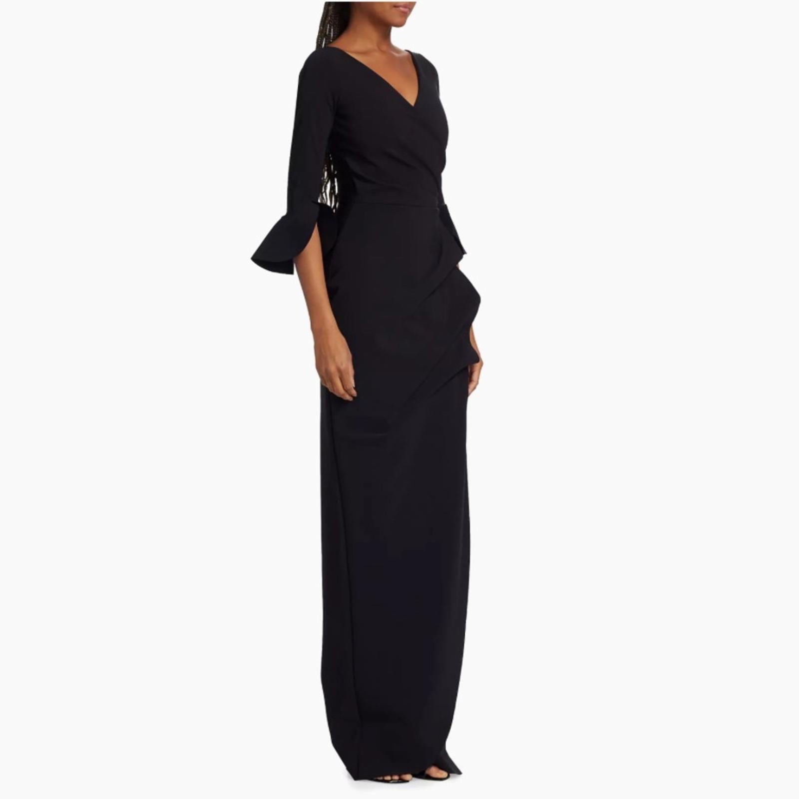 NWT Chiara Boni La Petite Robe Zalfa Column Gown in Black Size 16 MADE IN ITALY
