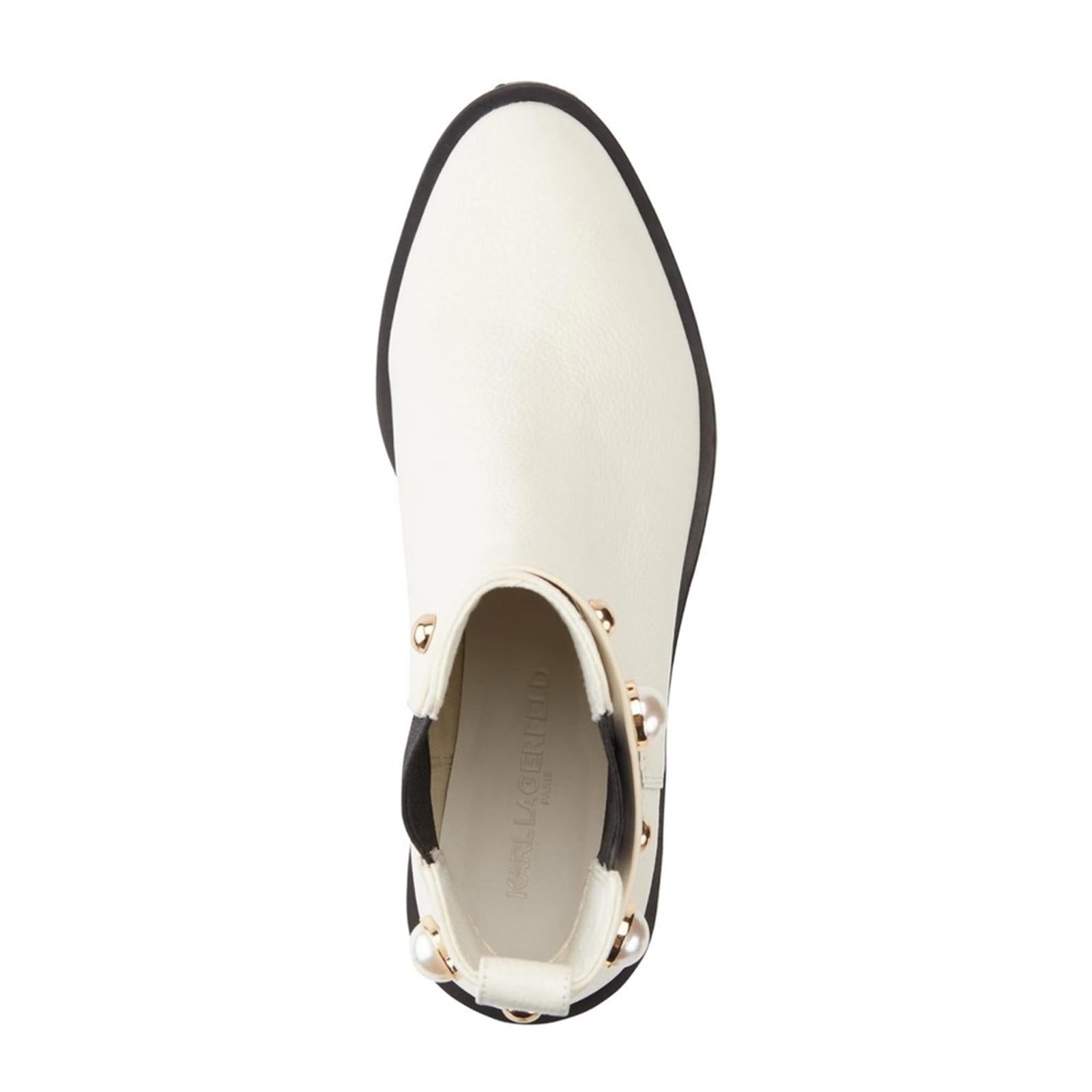 Karl Lagerfeld Paris Porshay Lug Sole Boots in Bone/White, Size 36 New w/o Box
