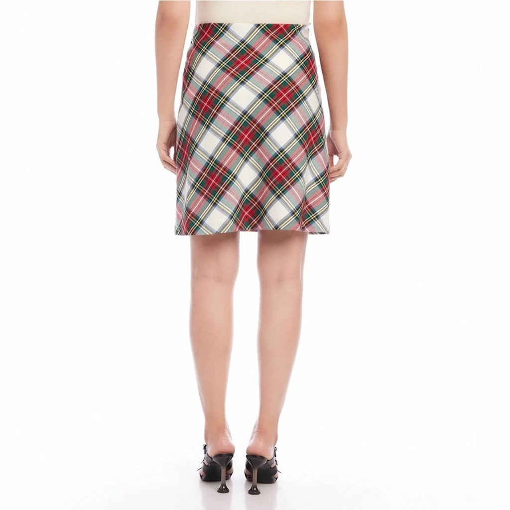 Karen Kane Bias Cut Plaid Pencil Skirt, Above Knee Size L New w/Tag Retail $118