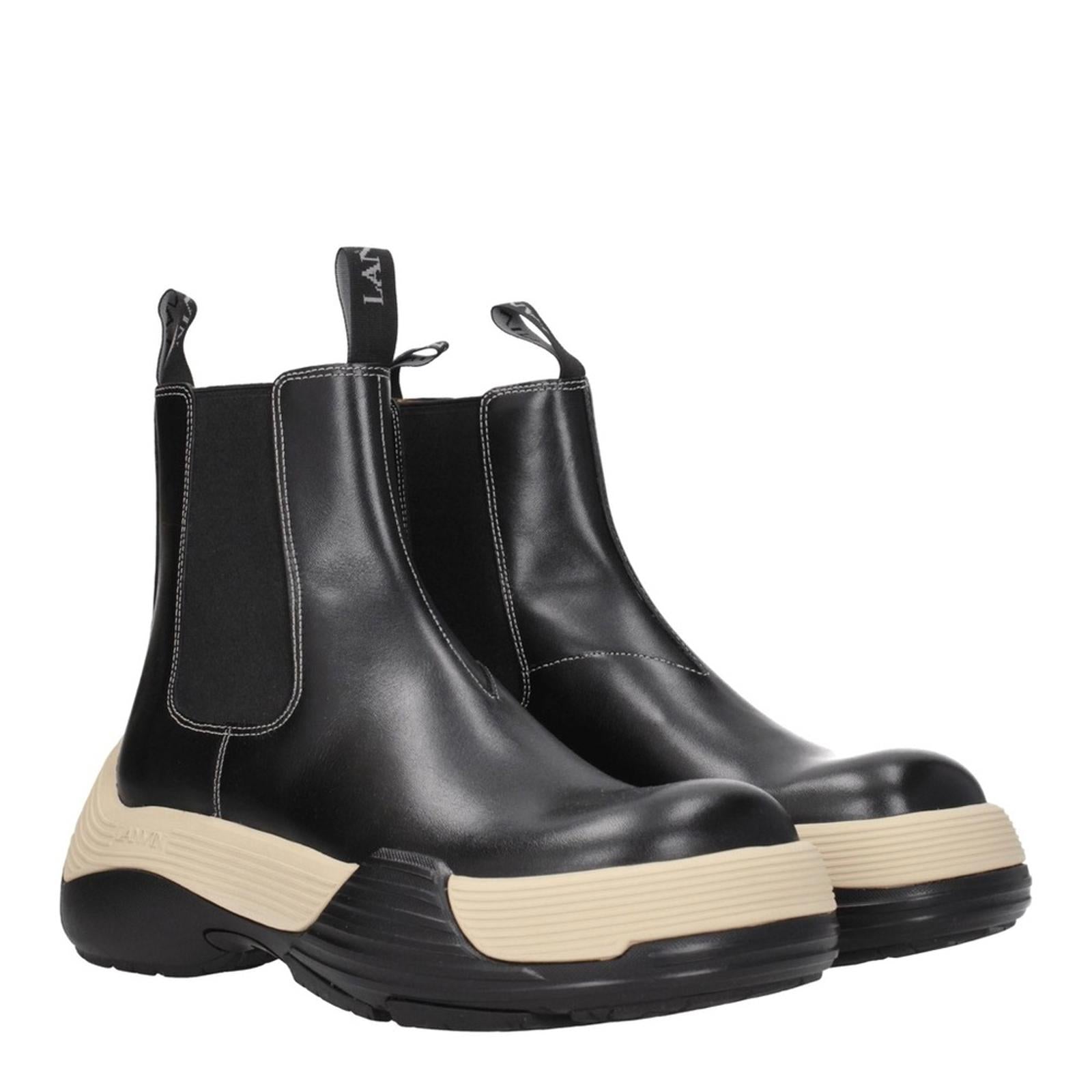 LANVIN Flash-X Bold Pull On Chelsea Boots, Black Size 44 New in Box + DustBag