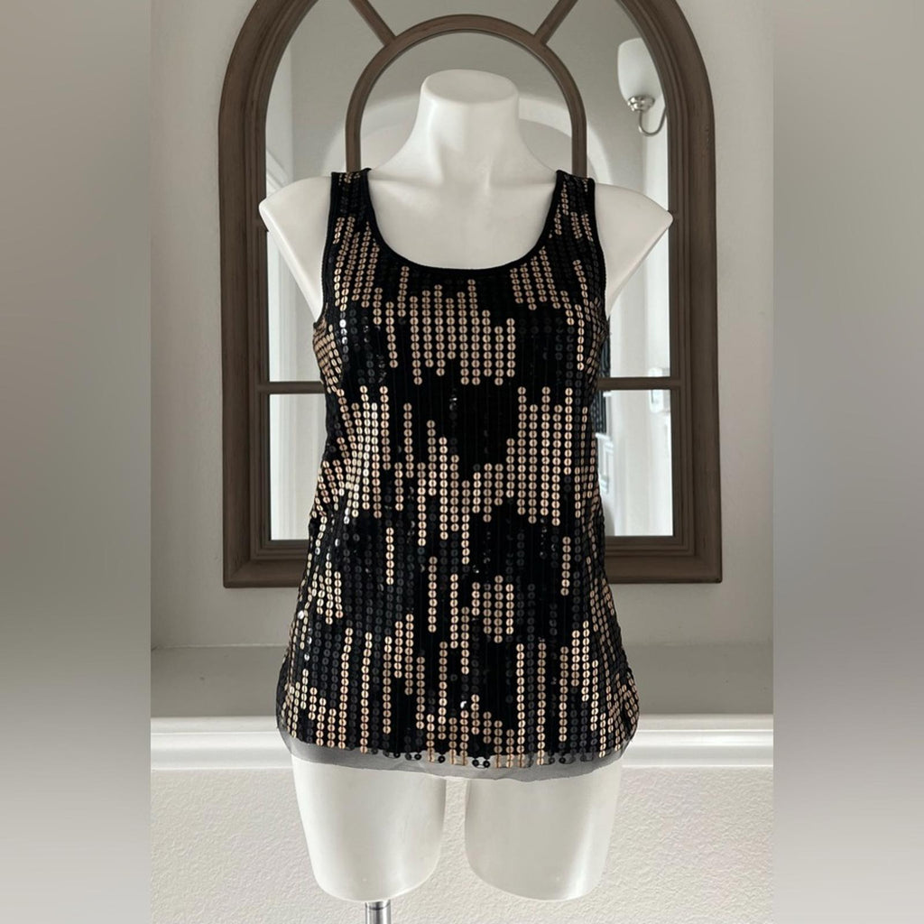 Romeo & Juliet Black Tank Top! w/Gold Sequins Size L