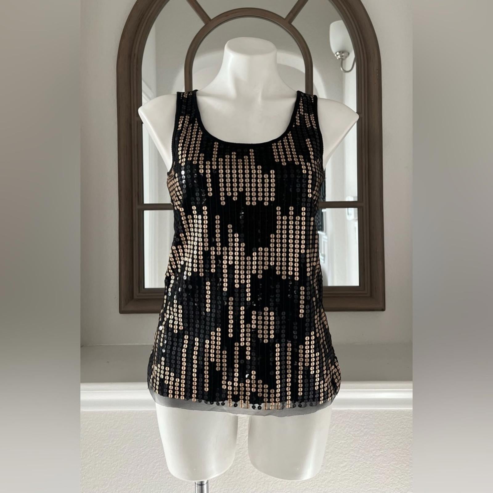 Romeo & Juliet Black Tank Top! w/Gold Sequins Size L
