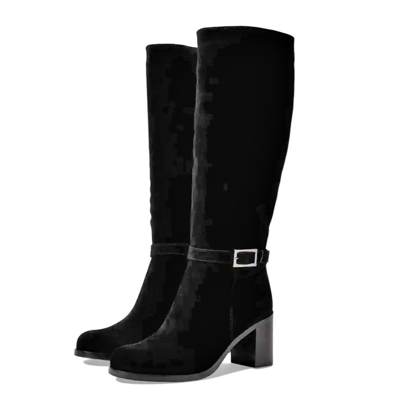 NWT La Canadienne Paul Buckled High Heel Boots, Black Size 7.5M New in Box