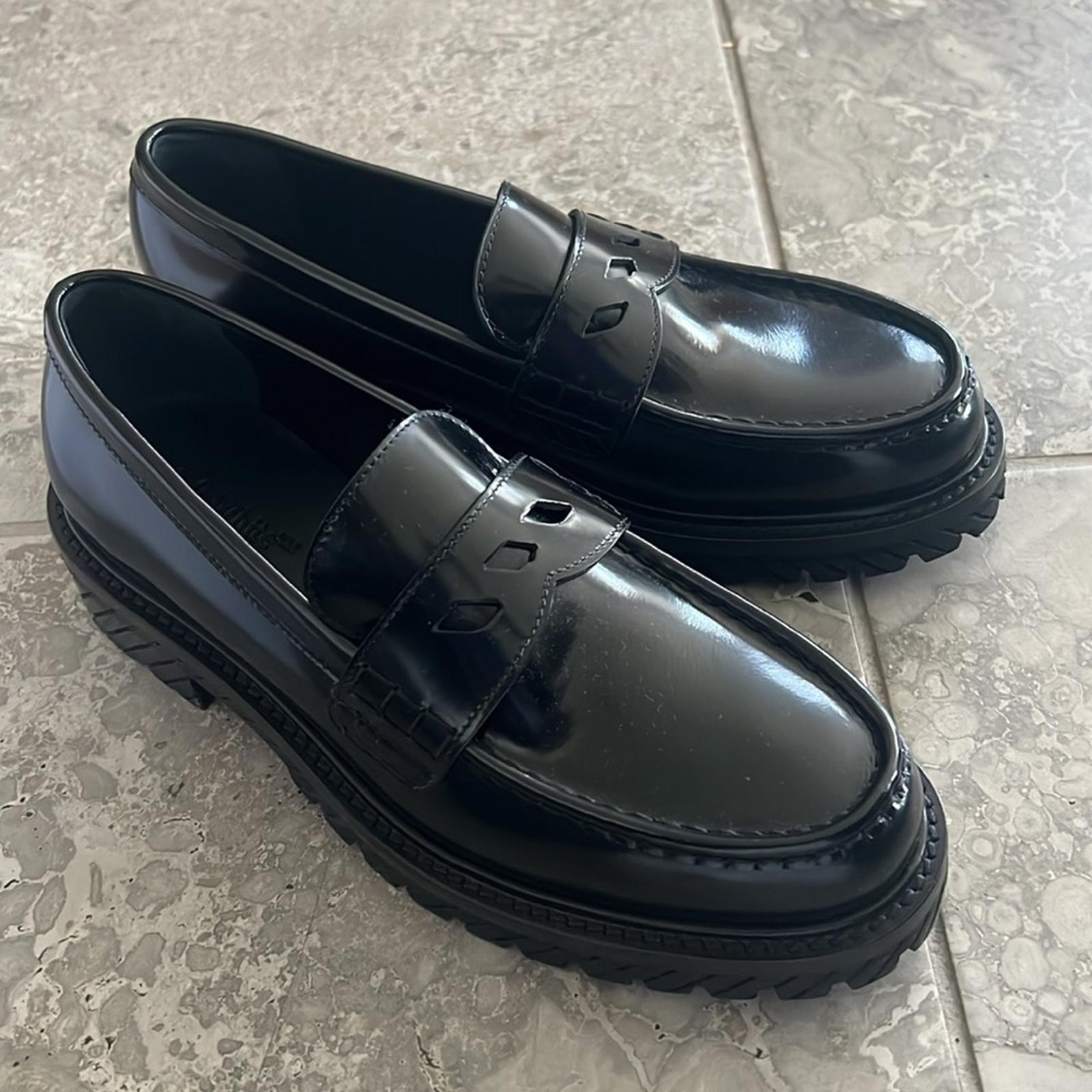 Off-White Diag-Stripe Black Leather Loafers, Size 41 NEW in Box +DustBag $1,055