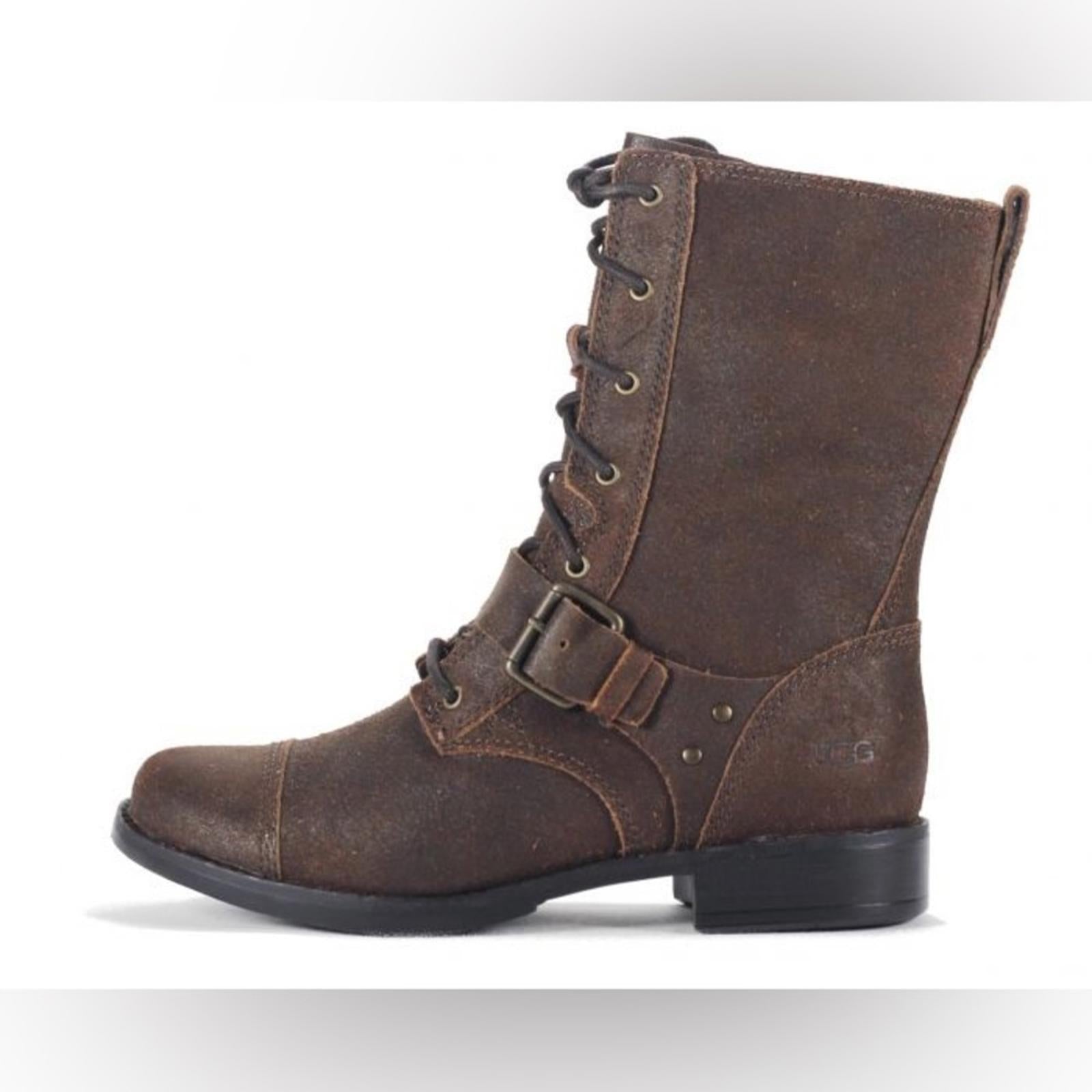UGG Australia Marela Dark Lace-Up Leather Booties, Chestnut Size 7 Retail $225
