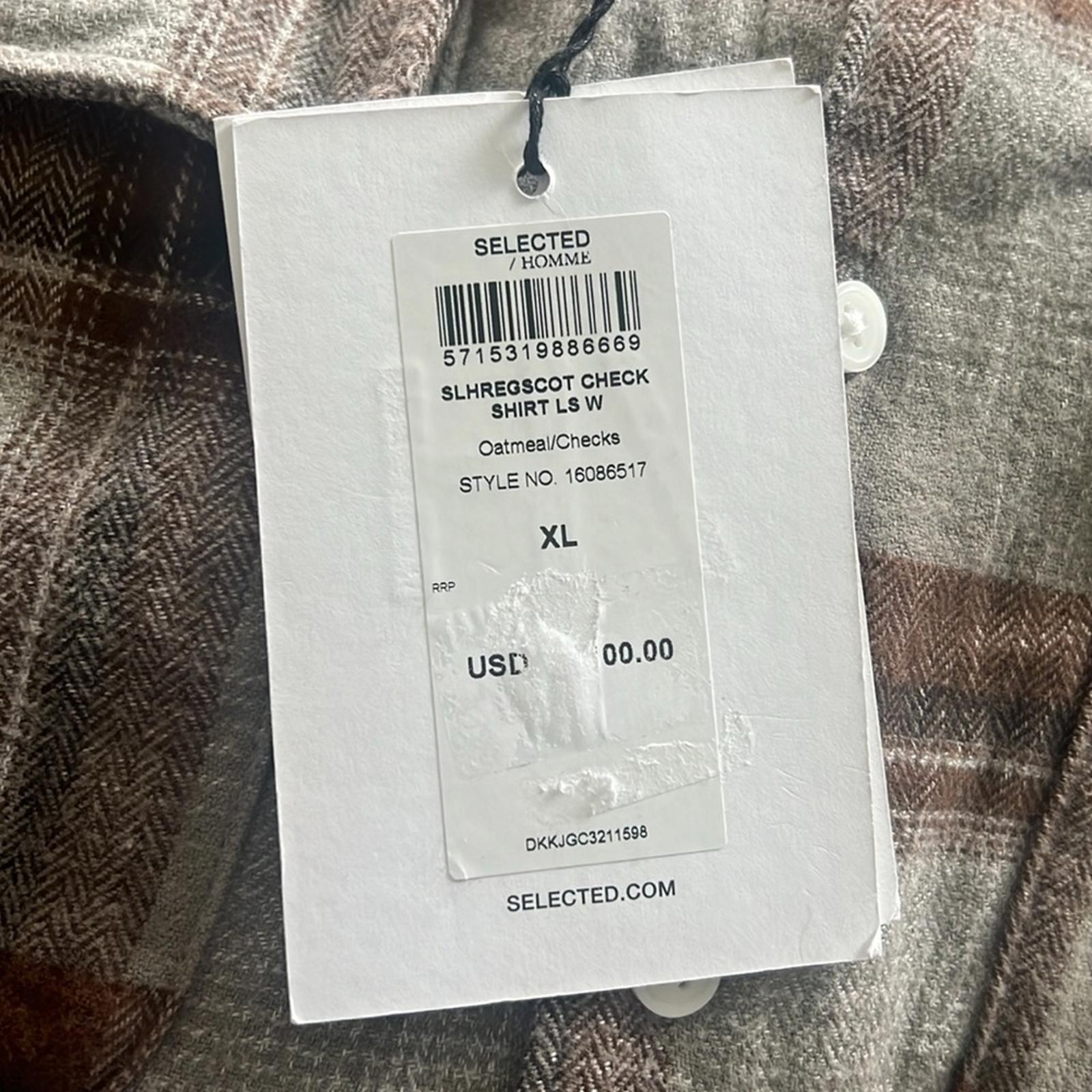 Selected Homme Check Shirt Selected Regscot in Beige/ Brown, NWT, Size XL