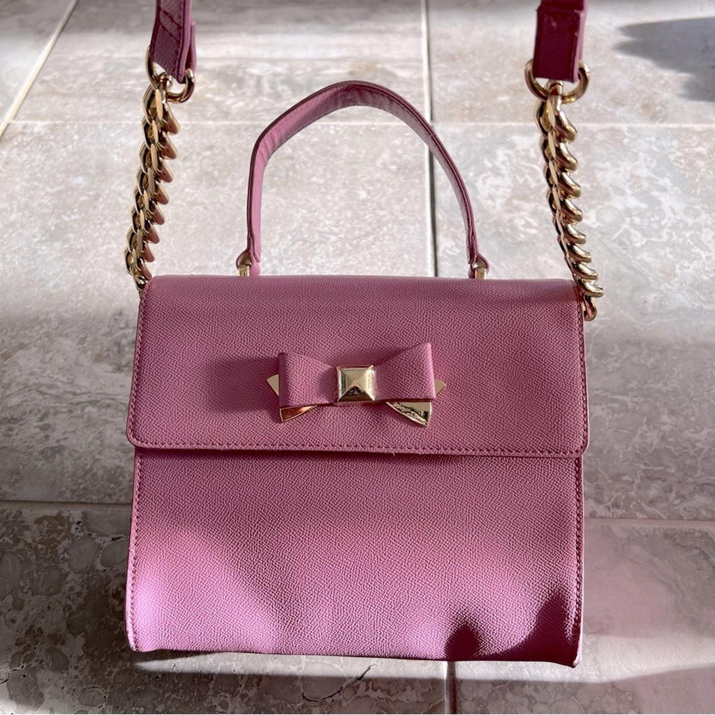 Betsey Johnson Xodevin Shoulder Bag with Chain Shoulder Strap in Pink Gold-Tone