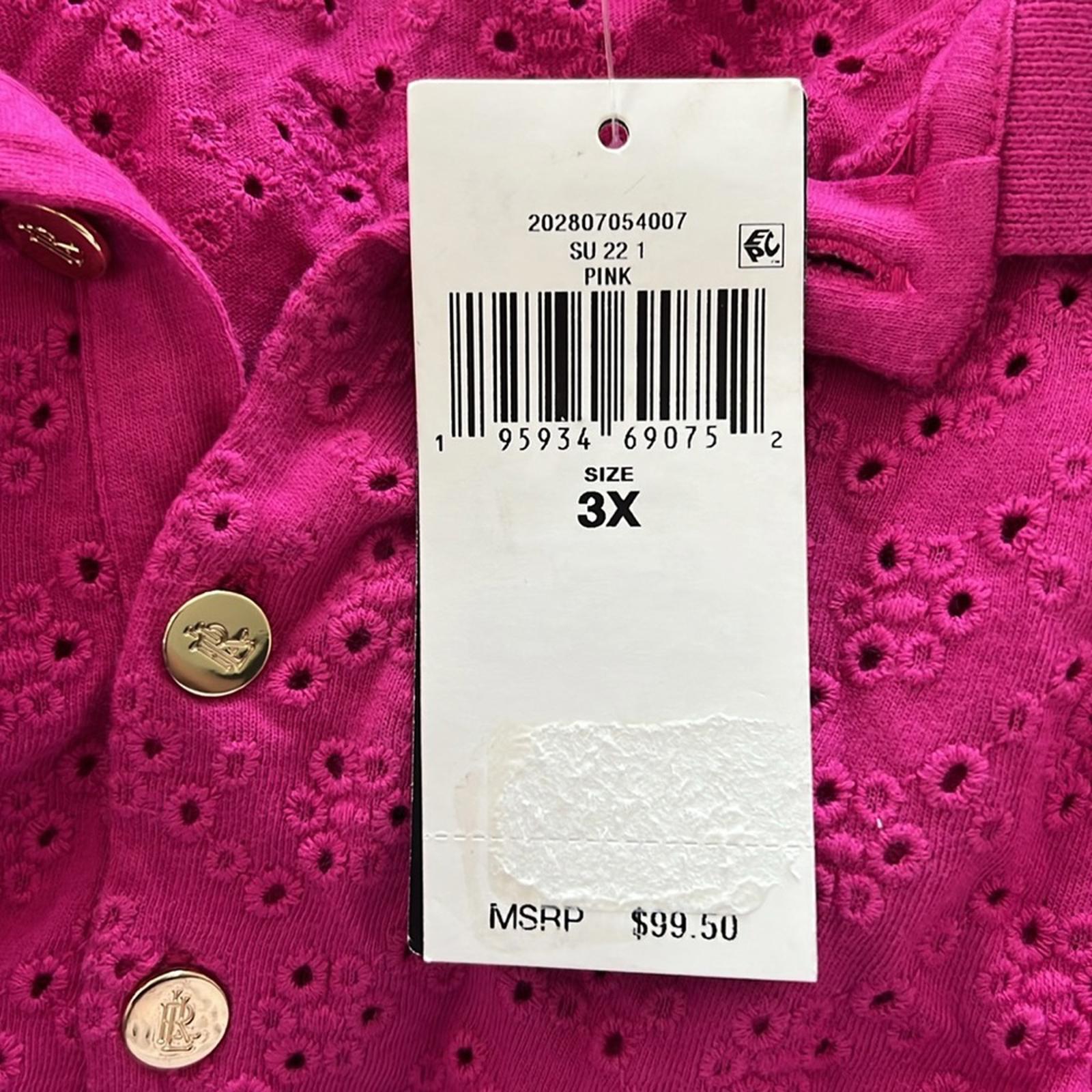 Lauren Ralph Lauren Pink Embroidered Polo Shirt, Size 3X, New with Tag