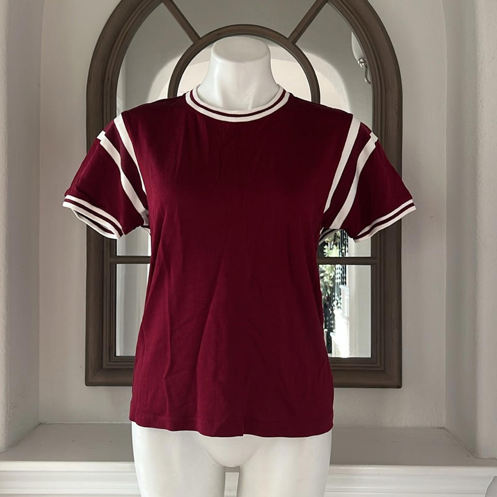 T by Alexander Wang Short Sleeve Jersey Top in Burgundy Red, Size M EXCELLENT!