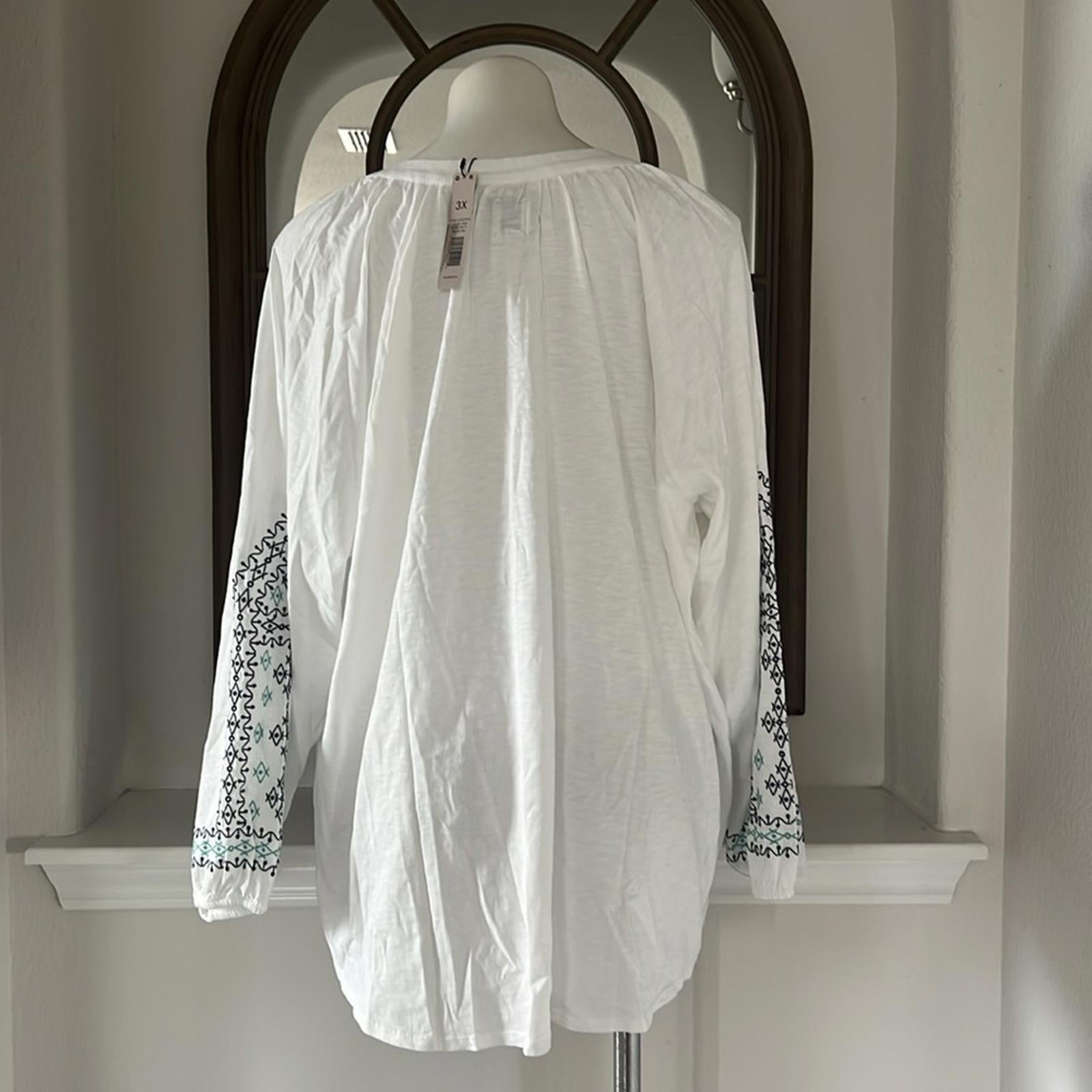NIC+ZOE Plus Cotton Embroidered Solstice Tunic Top, Size 3X New w/Tag