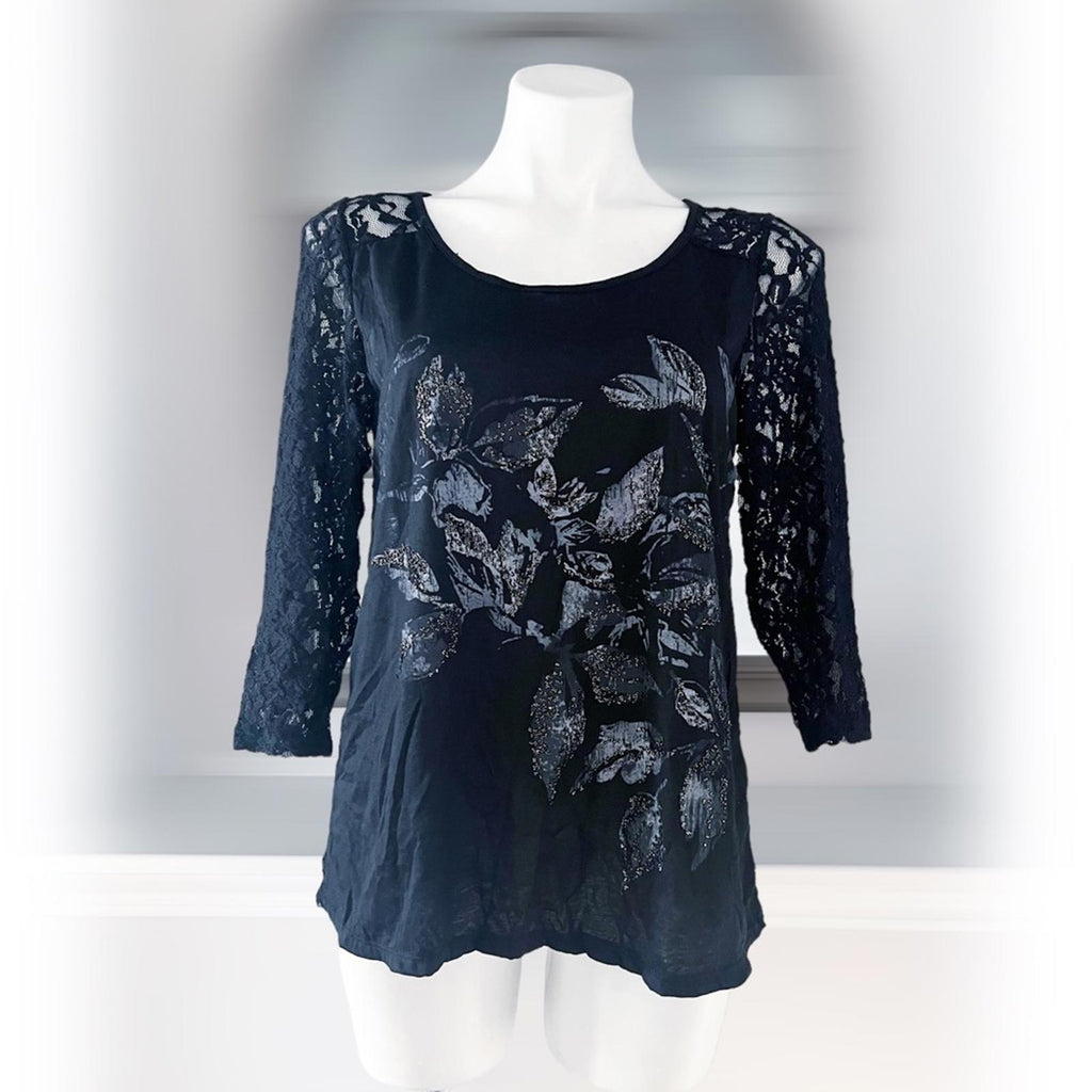 Buckle’s Daytrip Black Lace Top, Size M New w/Tag