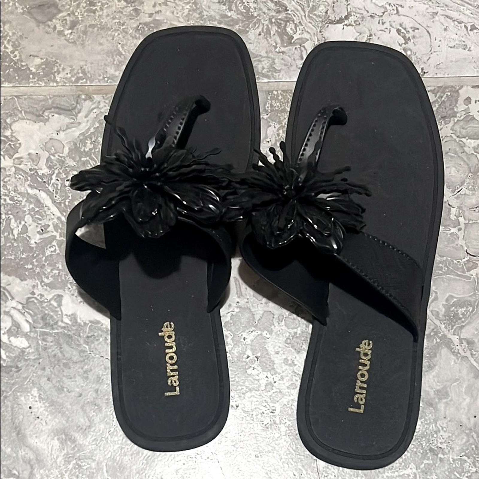 Larroude Hibiscus Sandals in Black, Size 10/11 NEW w/o Box