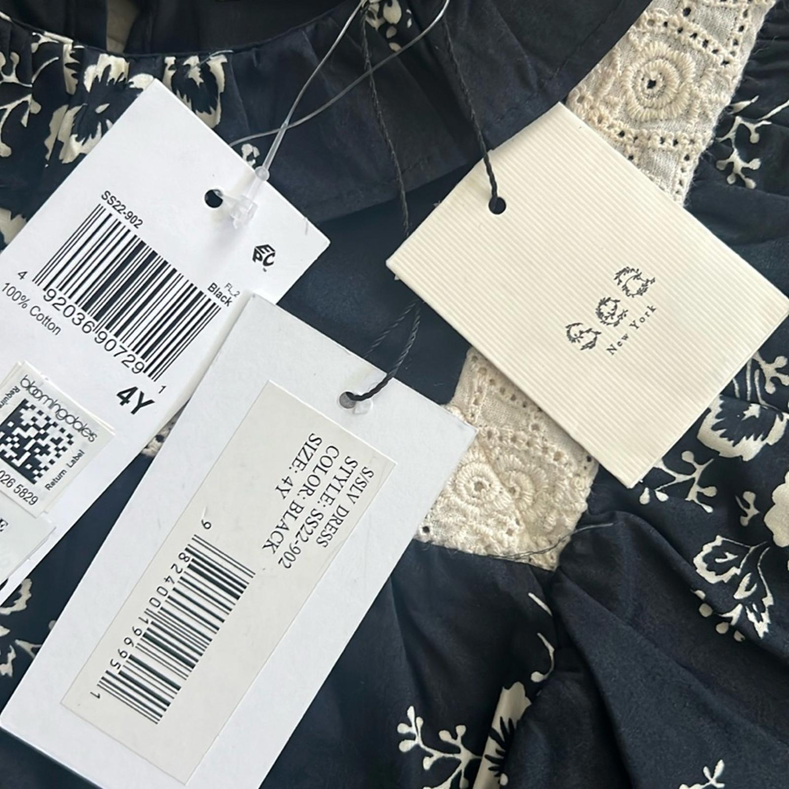 Sea New York Alessia Smocked Floral Dress in Black/White Size 4Y NEW w/Tag $175