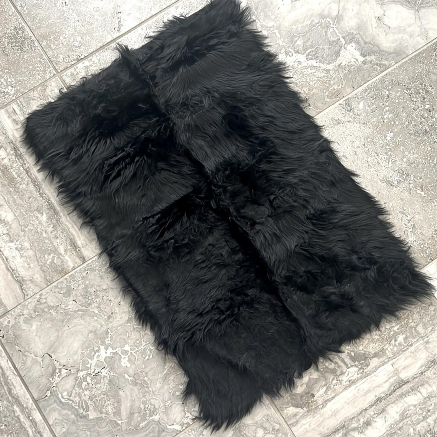 Black Faux Fur Rug, Size 60x90cm, Brand New