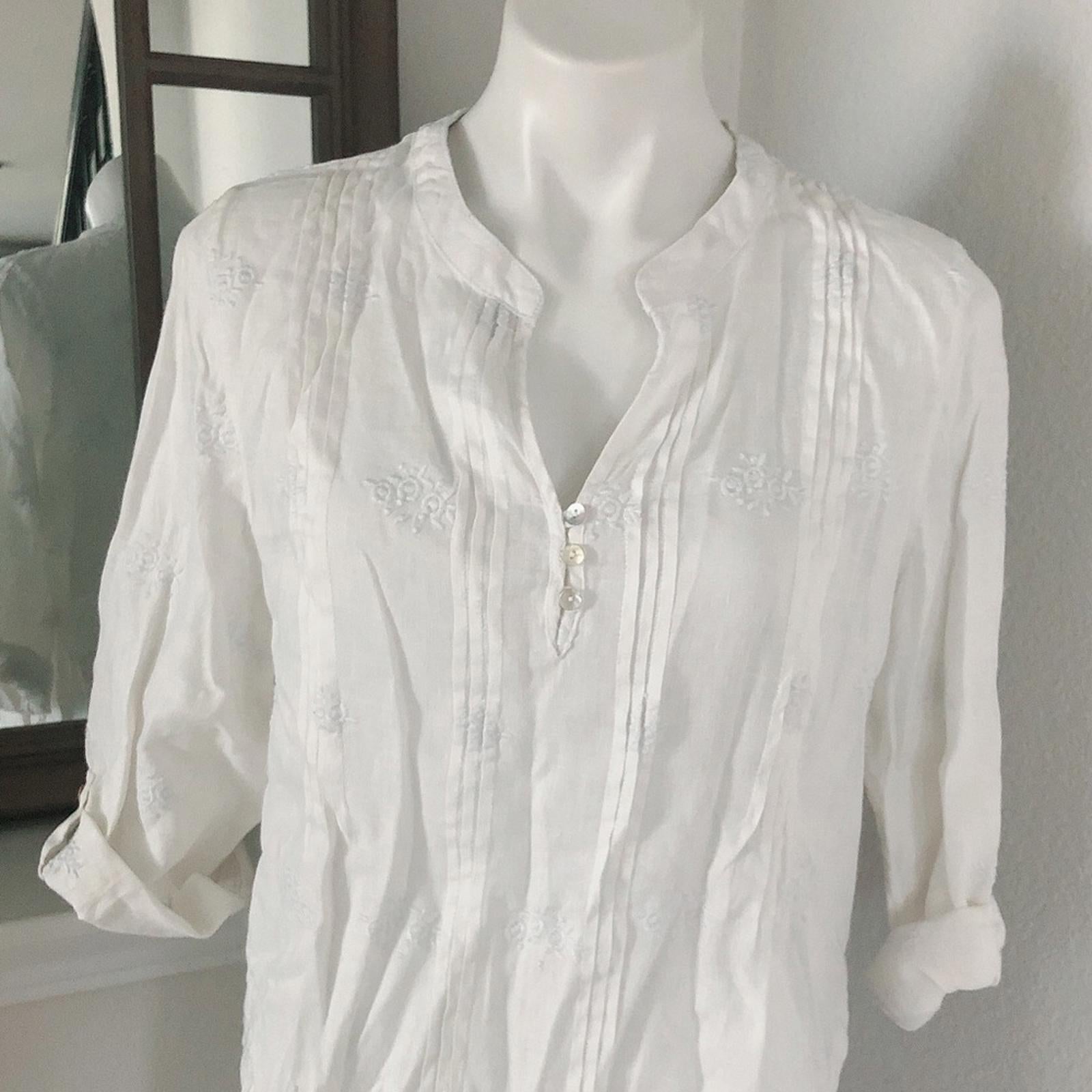 Anthropologie’s Cynthia Rowley Linen Shirt Tunic in White, Size L