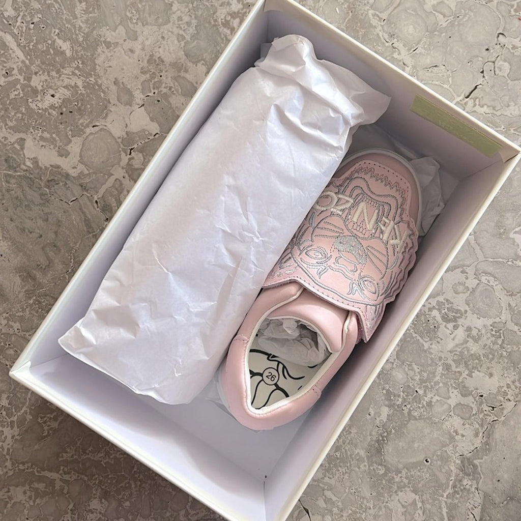 Kenzo Tiger Leather Low-Top Sneakers in Pink, NWT, Size EU 26, US 9.5