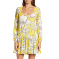 Walter Baker Lilith Floral Long Sleeve Dress in Hibiscus Sun Size L, NWT $268