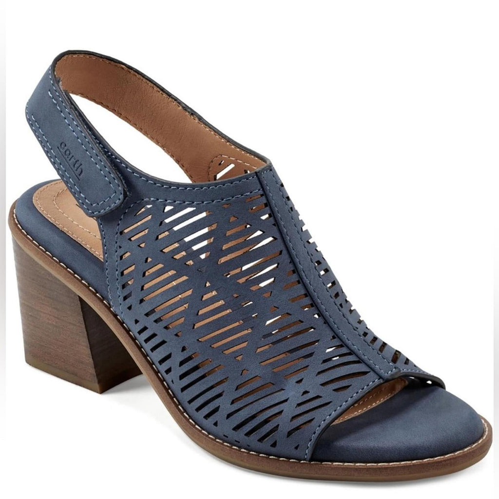 Earth Aurara 3 Faux Leather Slingback Sandals in Dark Blue Size 6 New in Box