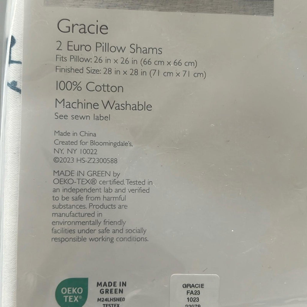 2 SKY Gracie Euro Shams in White & Blue, New in Box