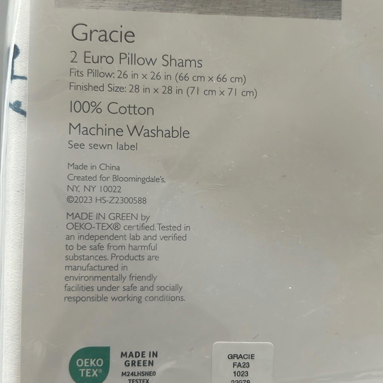 2 SKY Gracie Euro Shams in White & Blue, New in Box