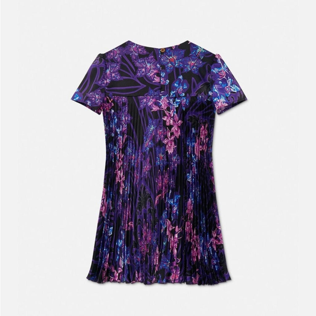 Versace Orchid Barocco Kids Pleated Dress, NWT, Girls Size 12 Retail $795