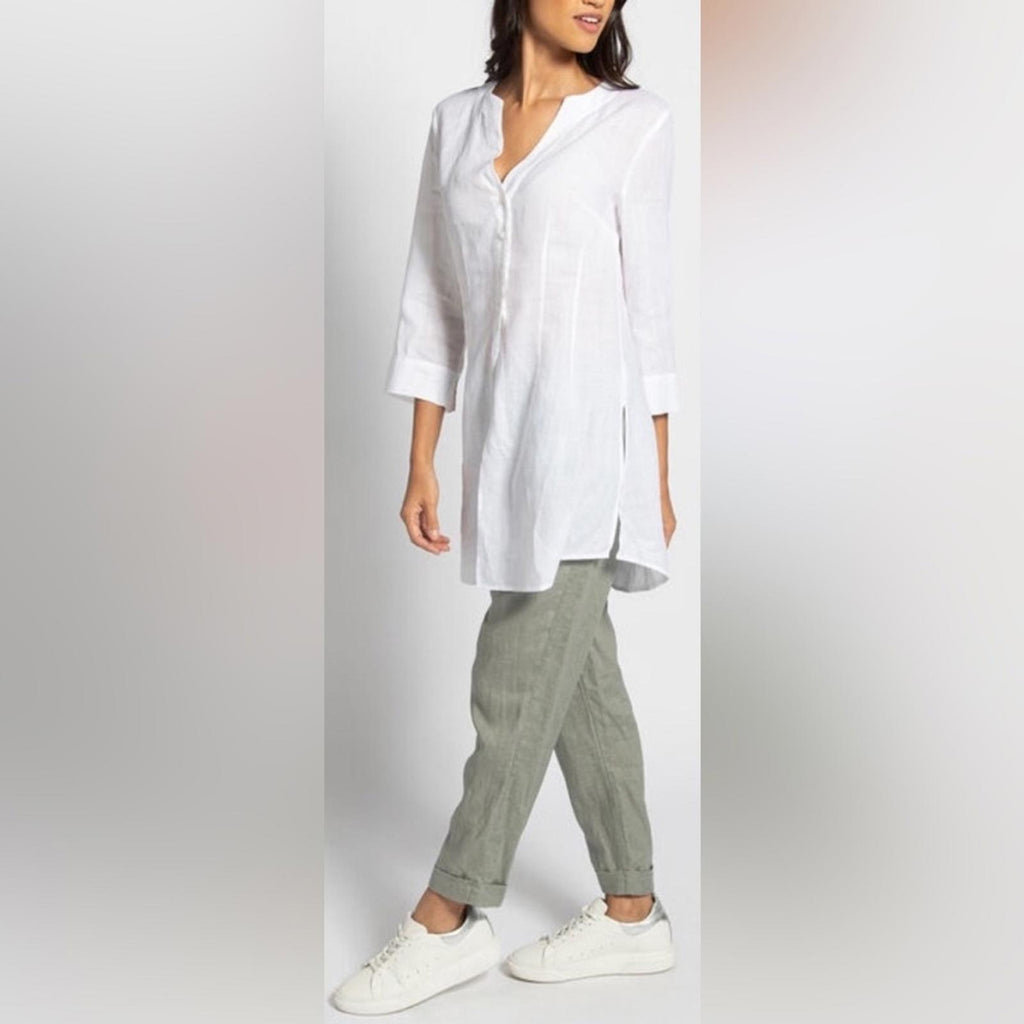 Anthropologie’s Cynthia Rowley Linen Shirt Tunic in White, Size L