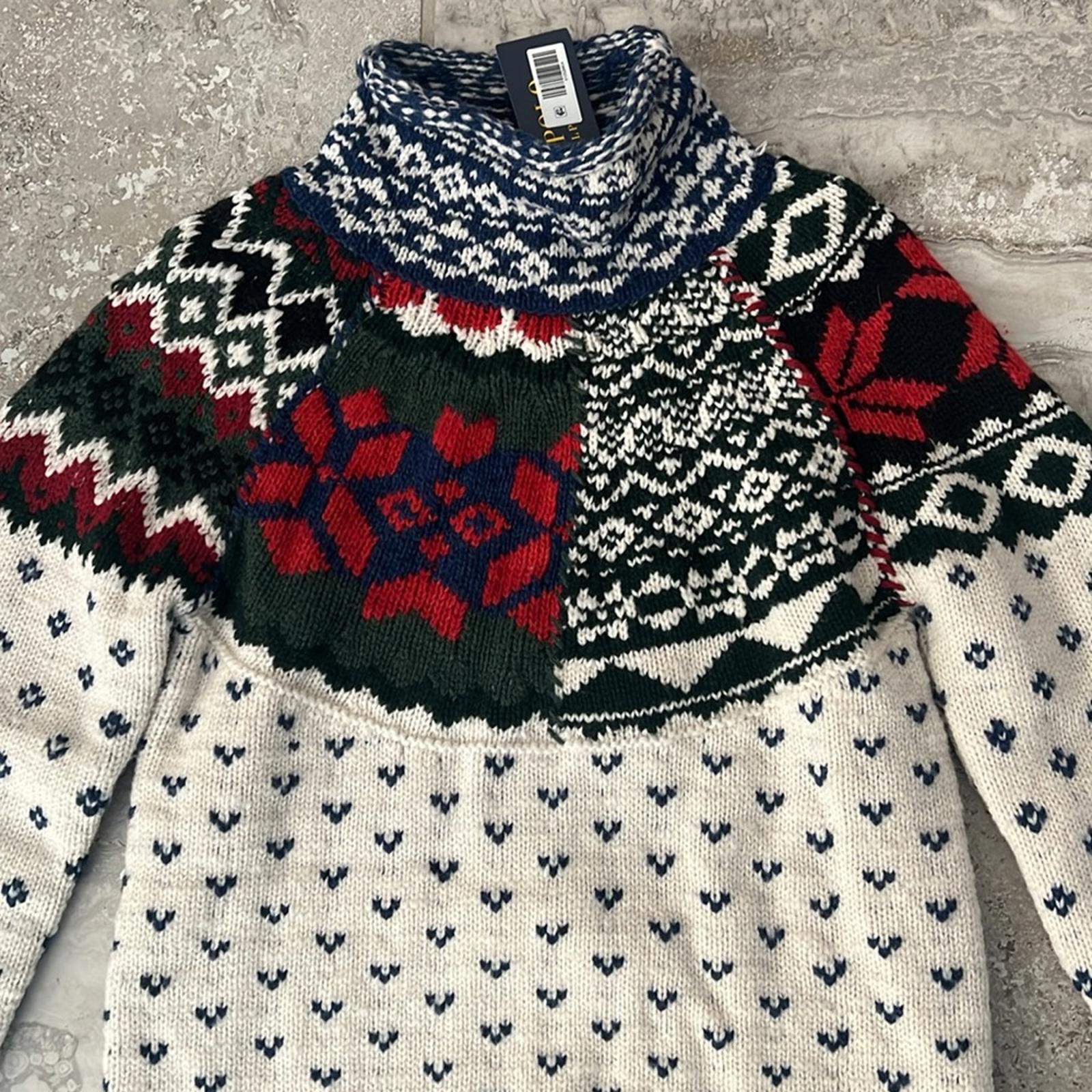Polo by Ralph Lauren Mixed Print Turtleneck Sweater, Size XS New w/Tag
