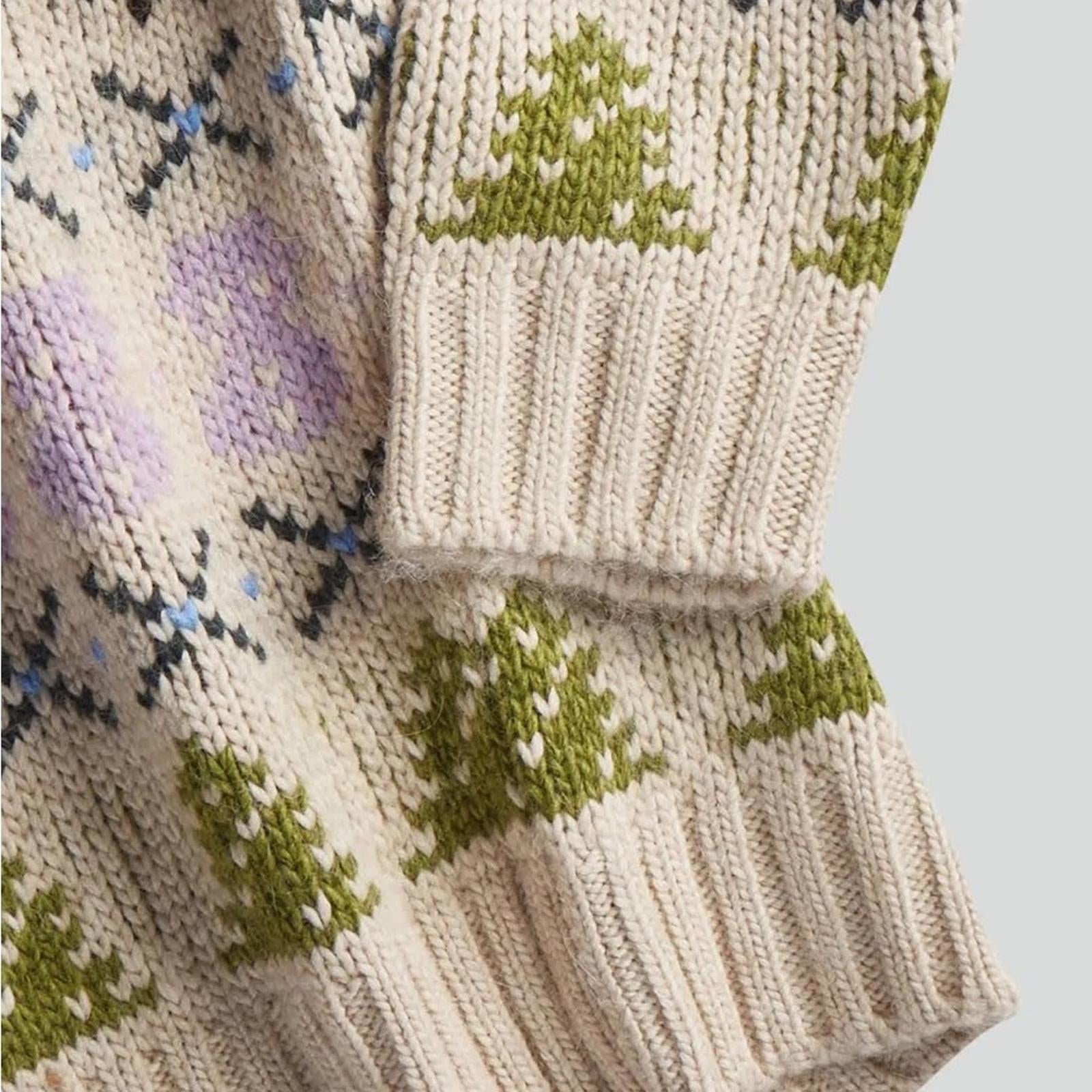 NN07 Stein Wool-Alpaca Blend Crewneck Sweater in Ecru Multi Size XL NWT $370