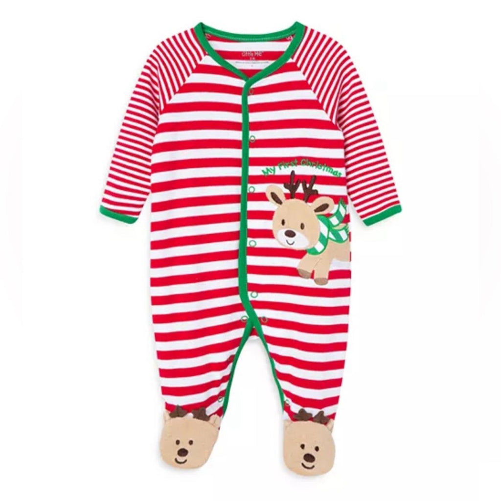 Little Me Boys' Reindeer Stripe One Piece Footie - Baby Size 3 Months New w/Tag