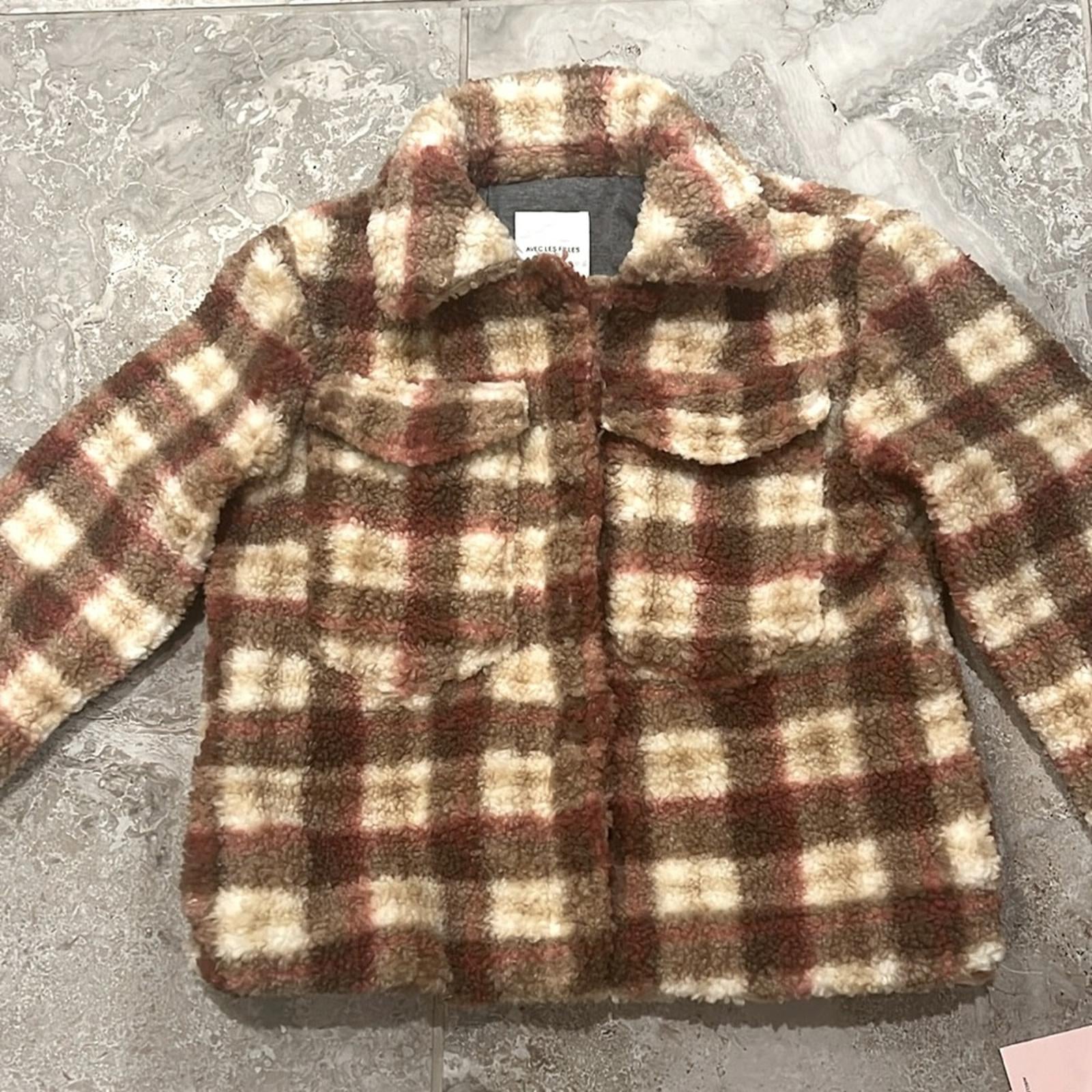 Avec Les Filles Sherpa Plaid Jacket, Size XS New w/Tag