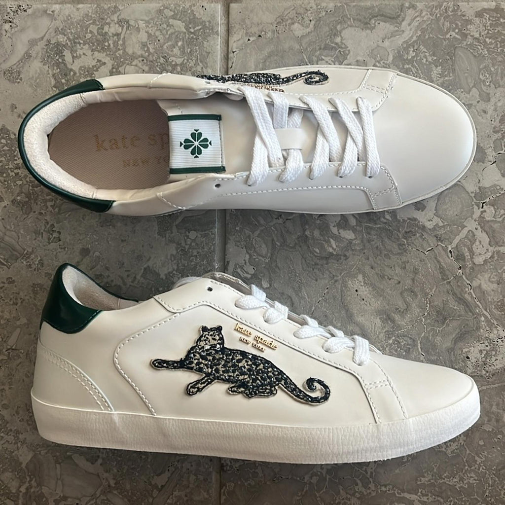 NEW Kate Spade Ace Leopard Lace-Up Low Top Sneakers w/Extra Shoe Lace, Size 11