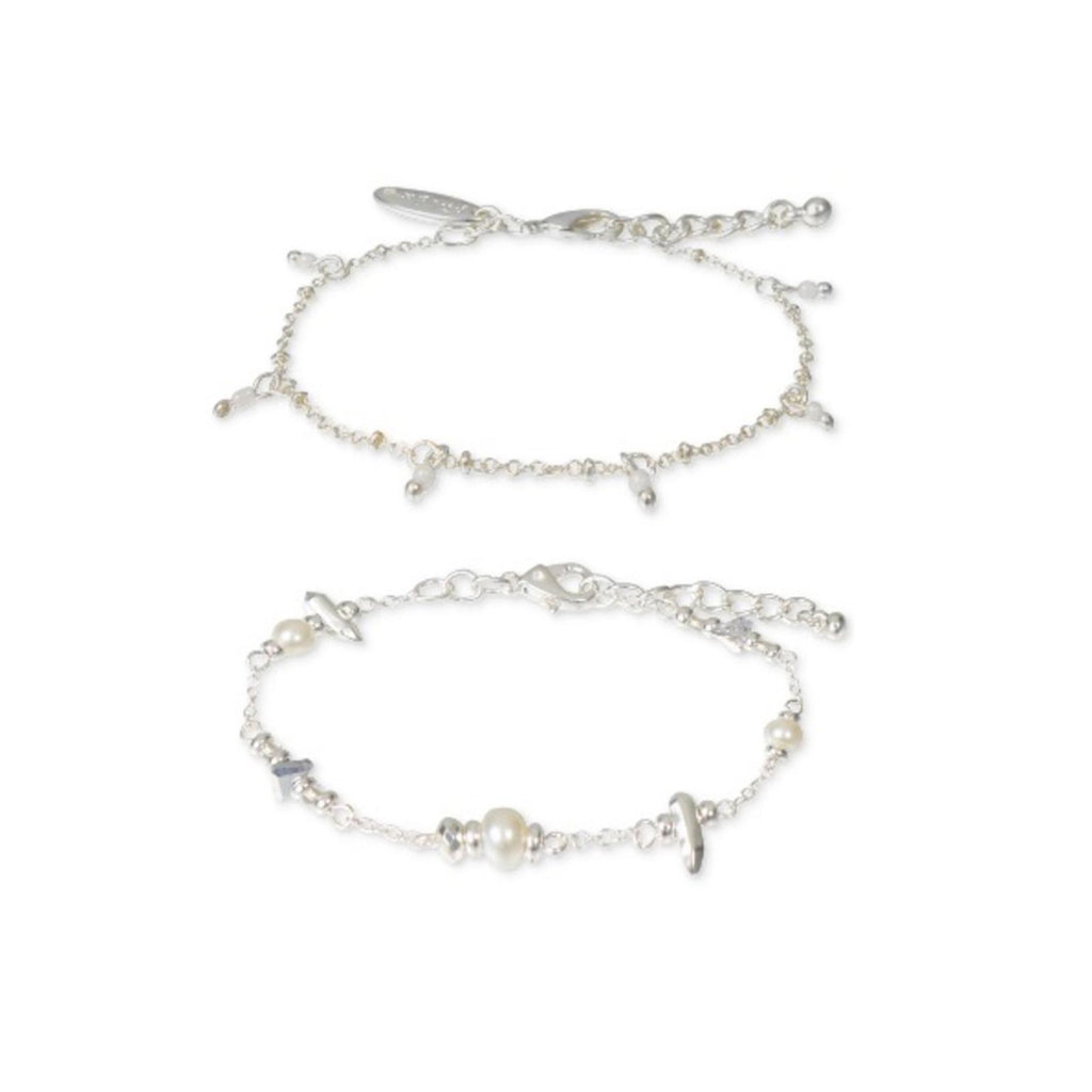 Style & Co 2-Piece Set Mixed Bead Link Bracelets, Silver New in Box $24.50