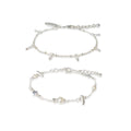 Style & Co 2-Piece Set Mixed Bead Link Bracelets, Silver New in Box $24.50